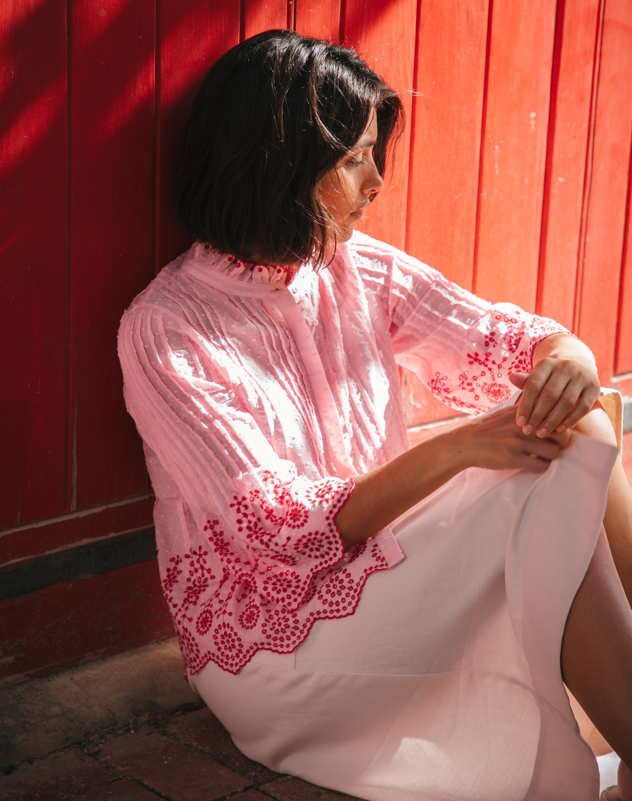 Organic Cotton Broderie Anglaise Blouse