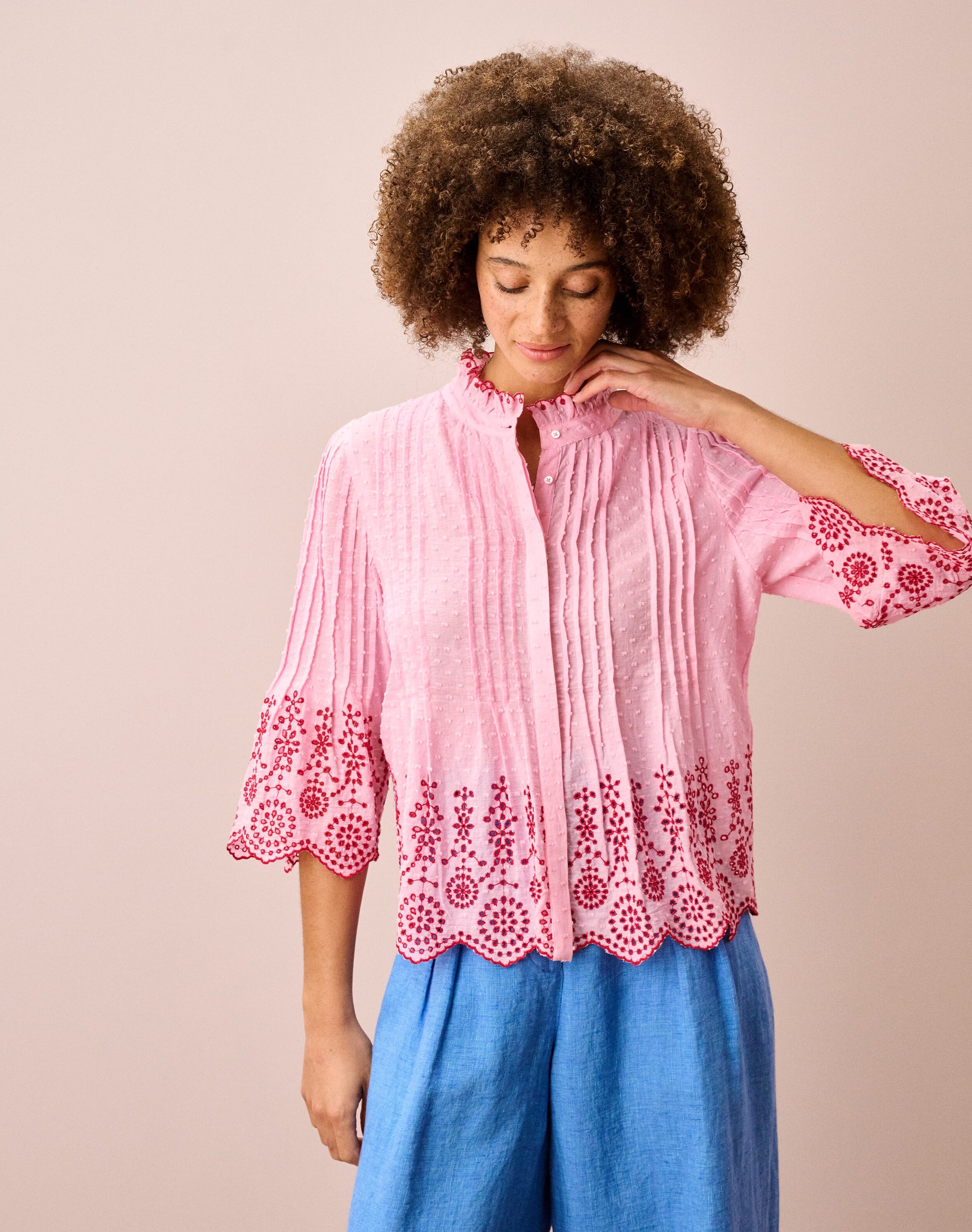Organic Cotton Broderie Anglaise Blouse