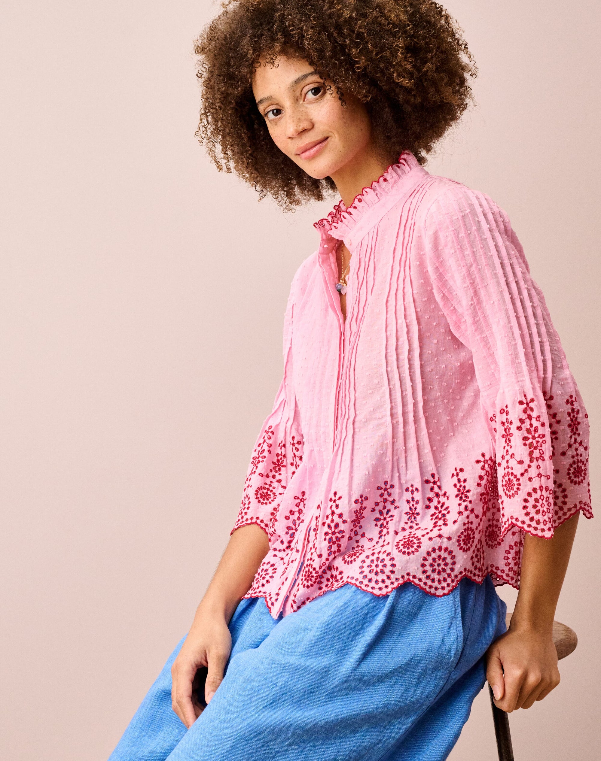 Organic Cotton Broderie Anglaise Blouse