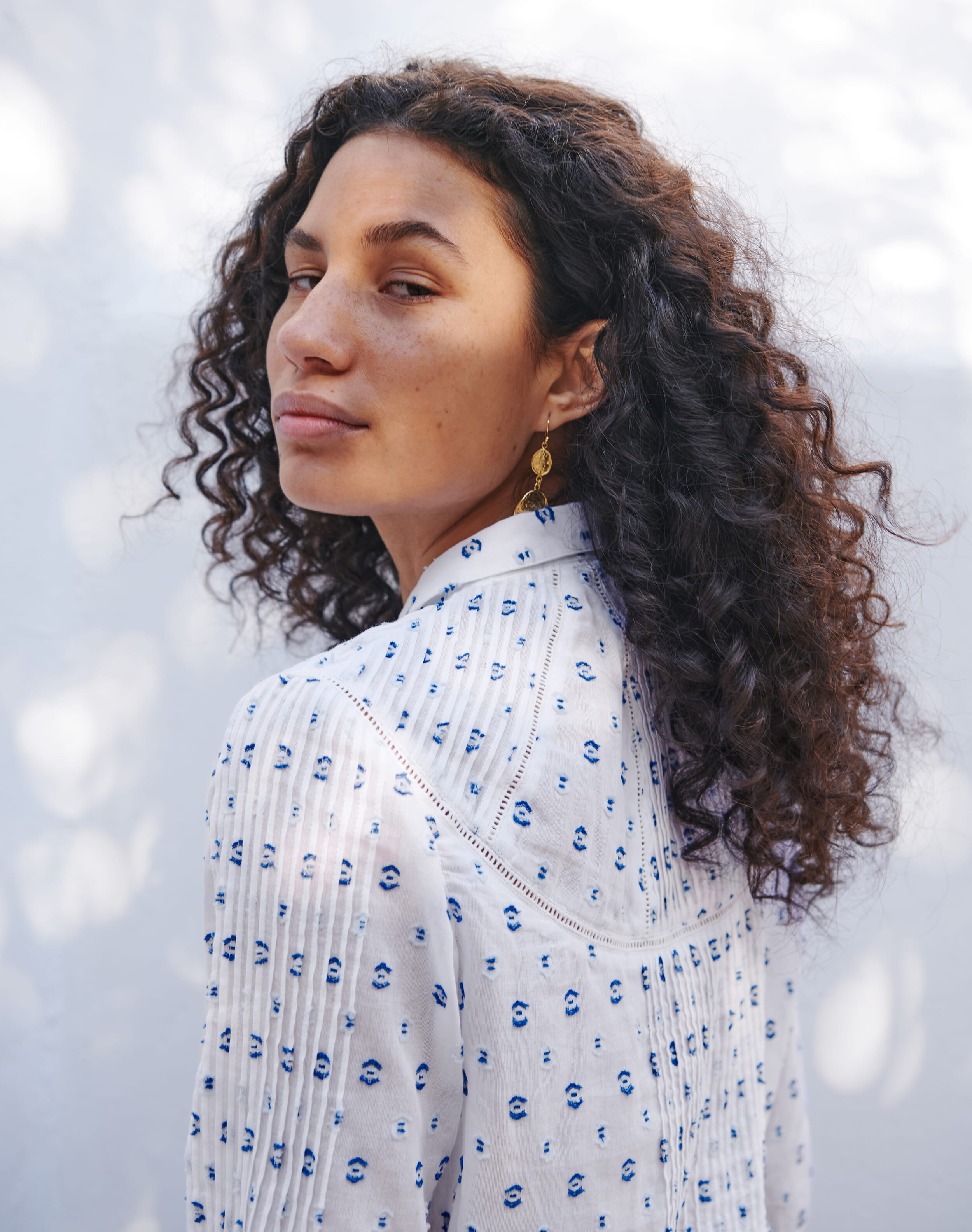 Cotton Dobby Pintuck Blouse