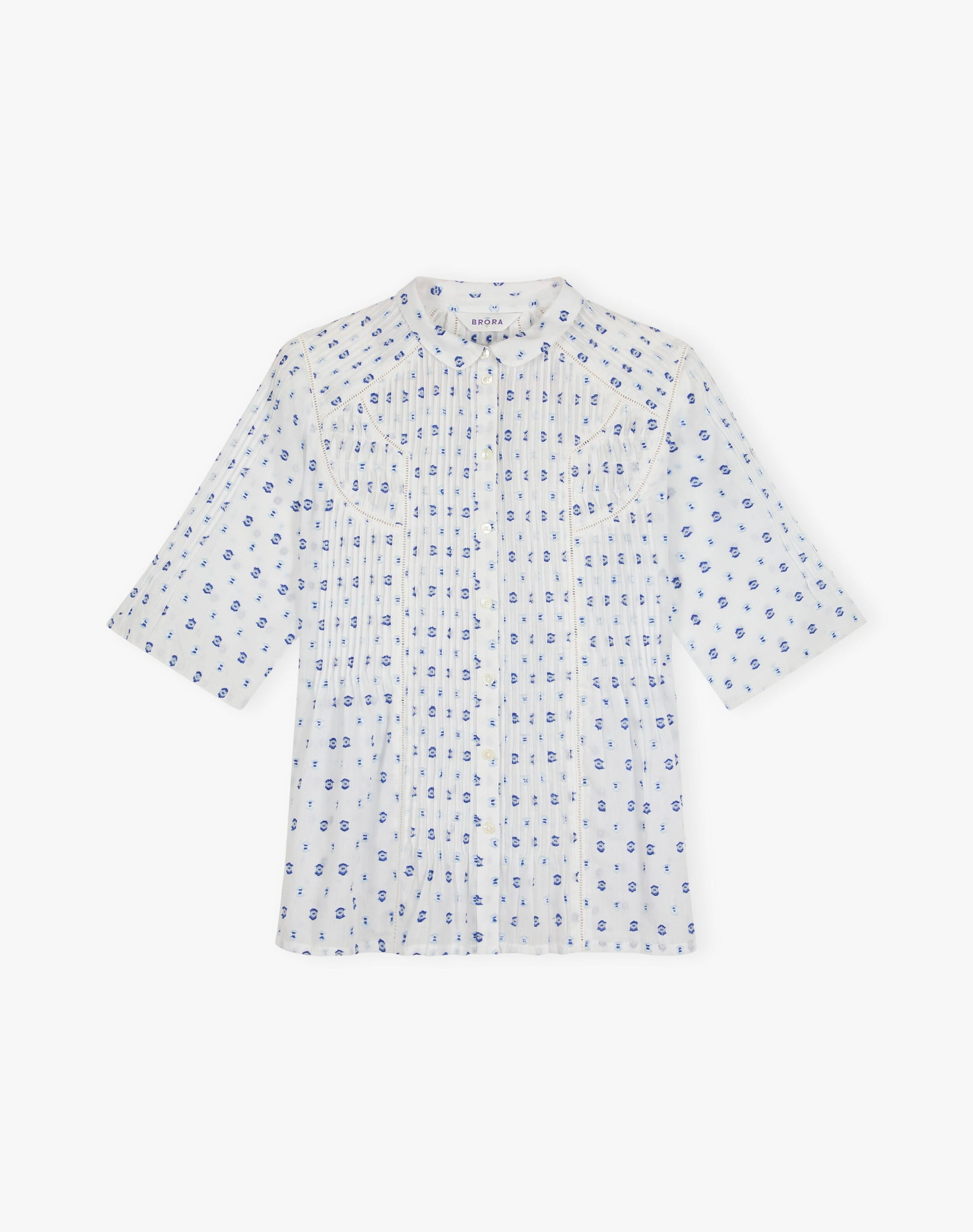 Cotton Dobby Pintuck Blouse