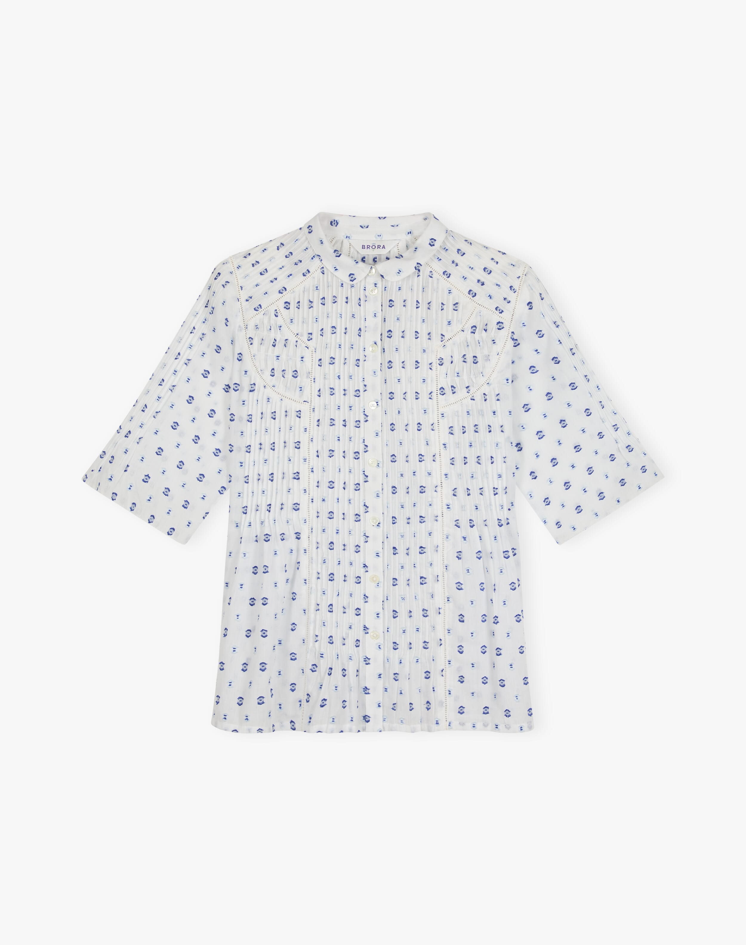 Cotton Dobby Pintuck Blouse
