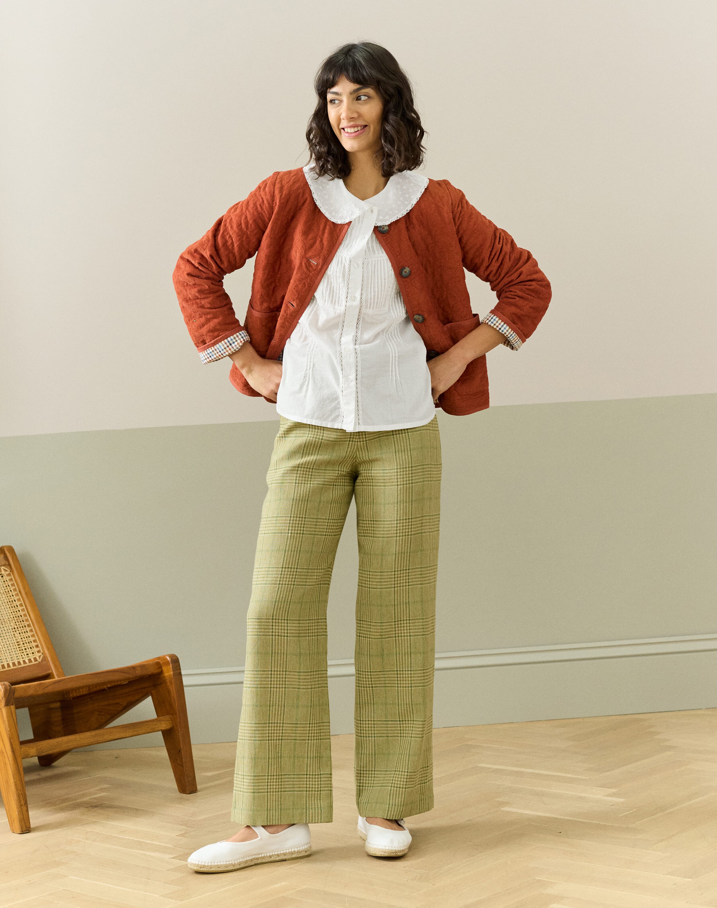Organic Cotton Lace Trim Blouse