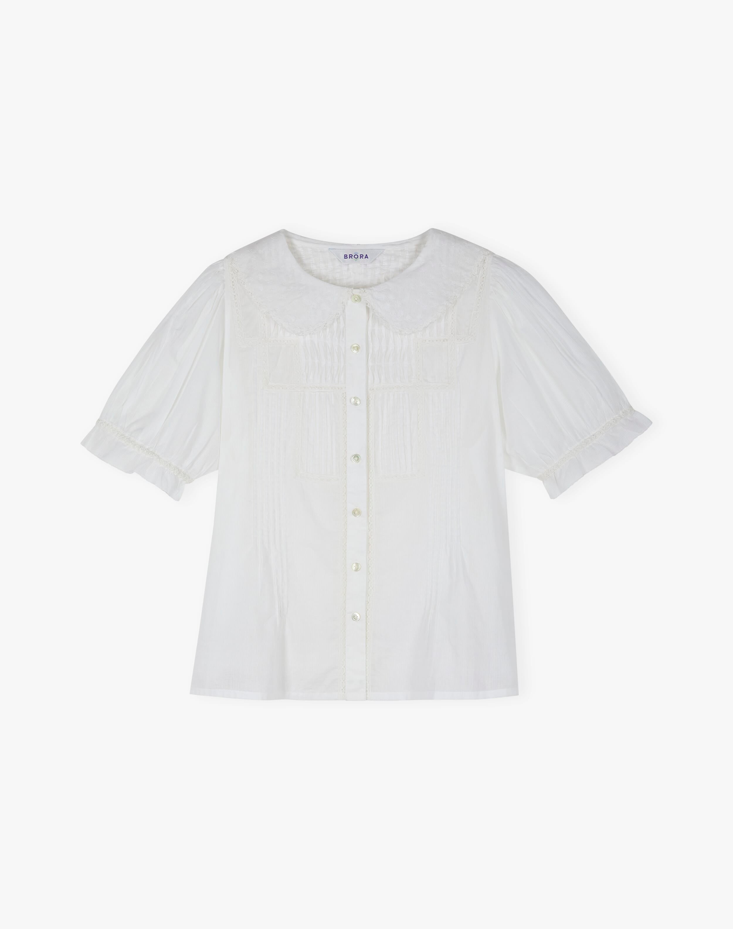 Organic Cotton Lace Trim Blouse