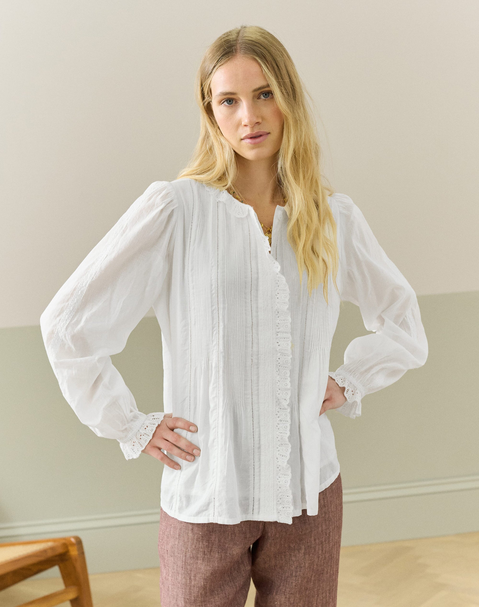 Organic Cotton Pintuck Blouse