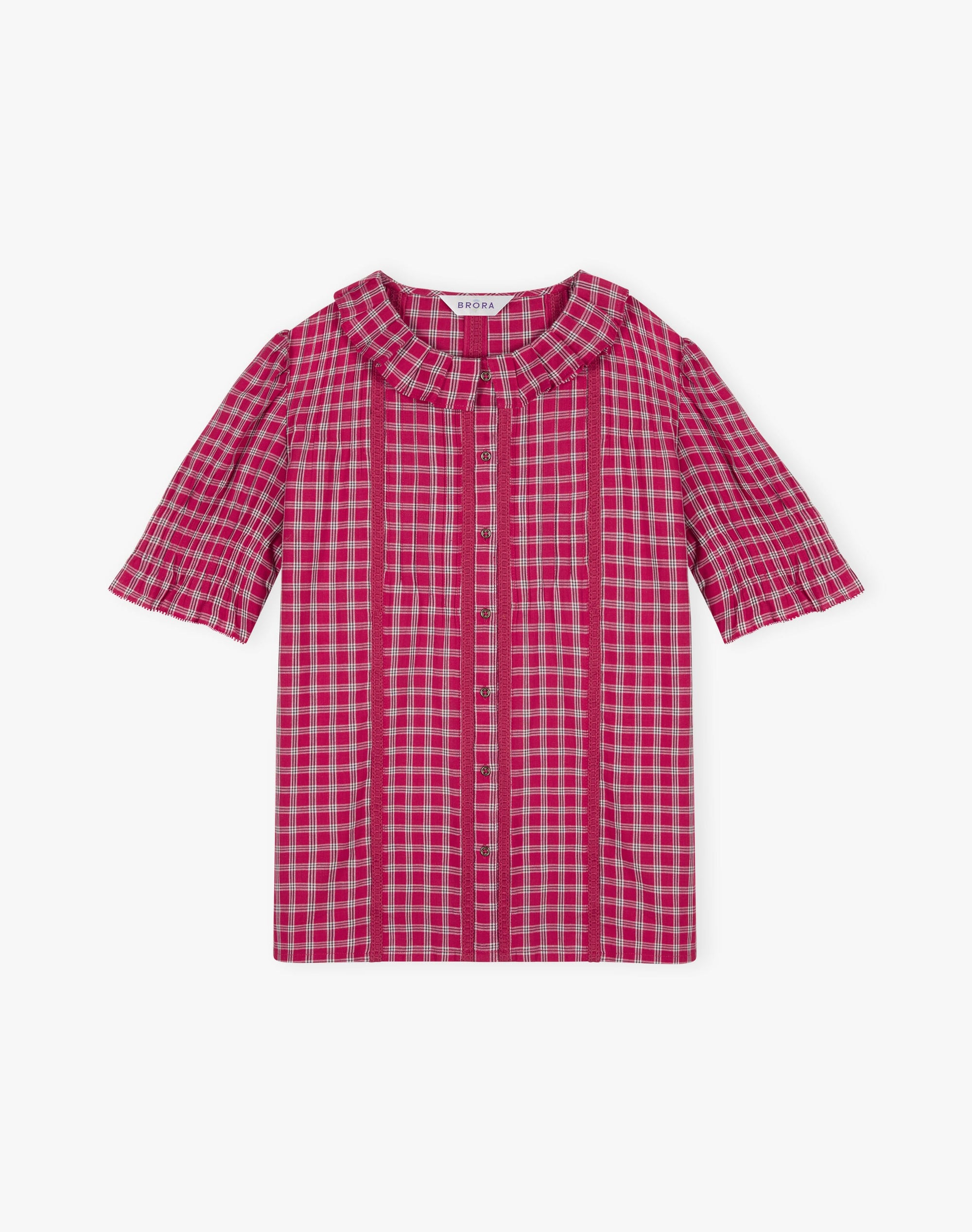 Cotton Check Pintuck Blouse