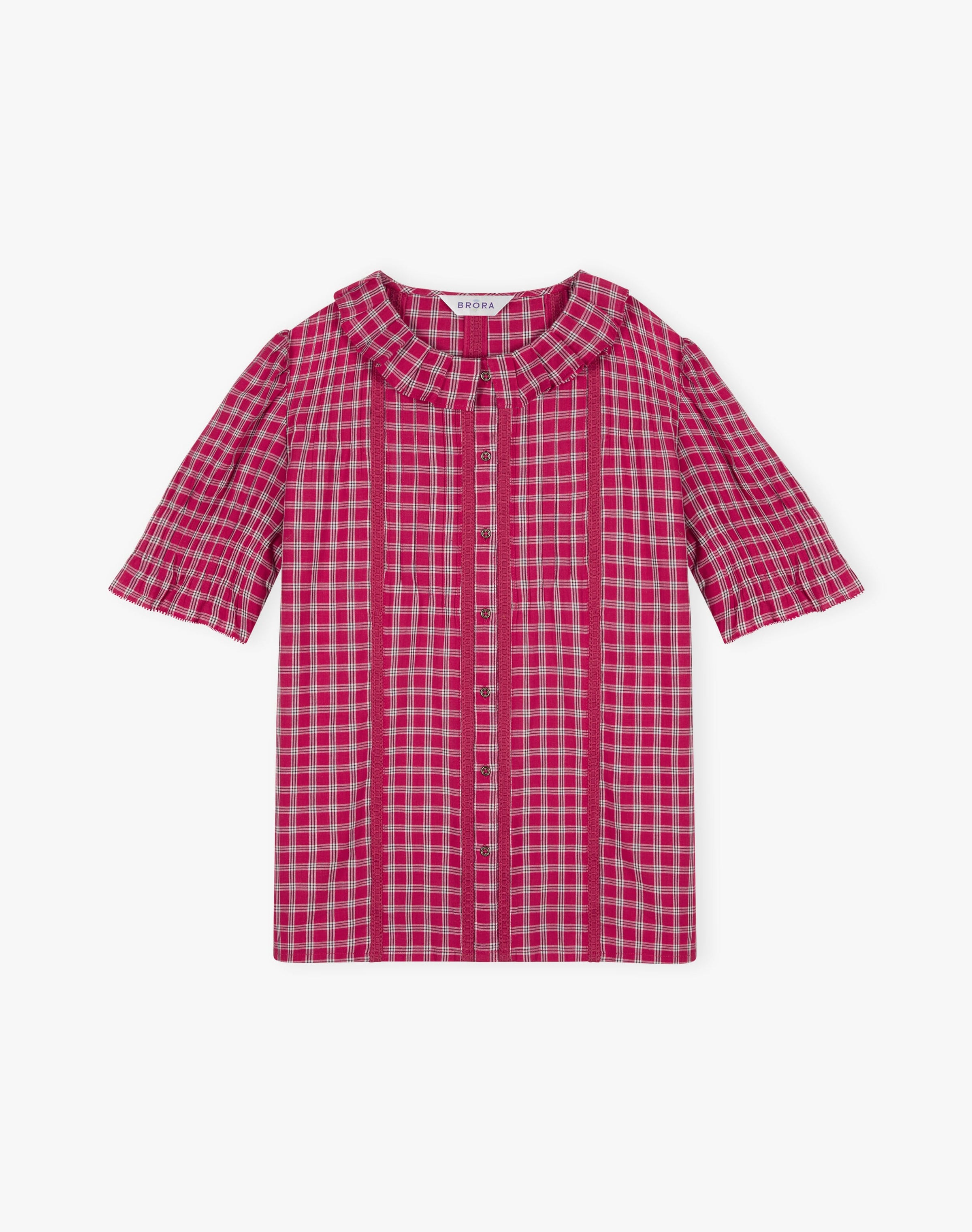 Cotton Check Pintuck Blouse