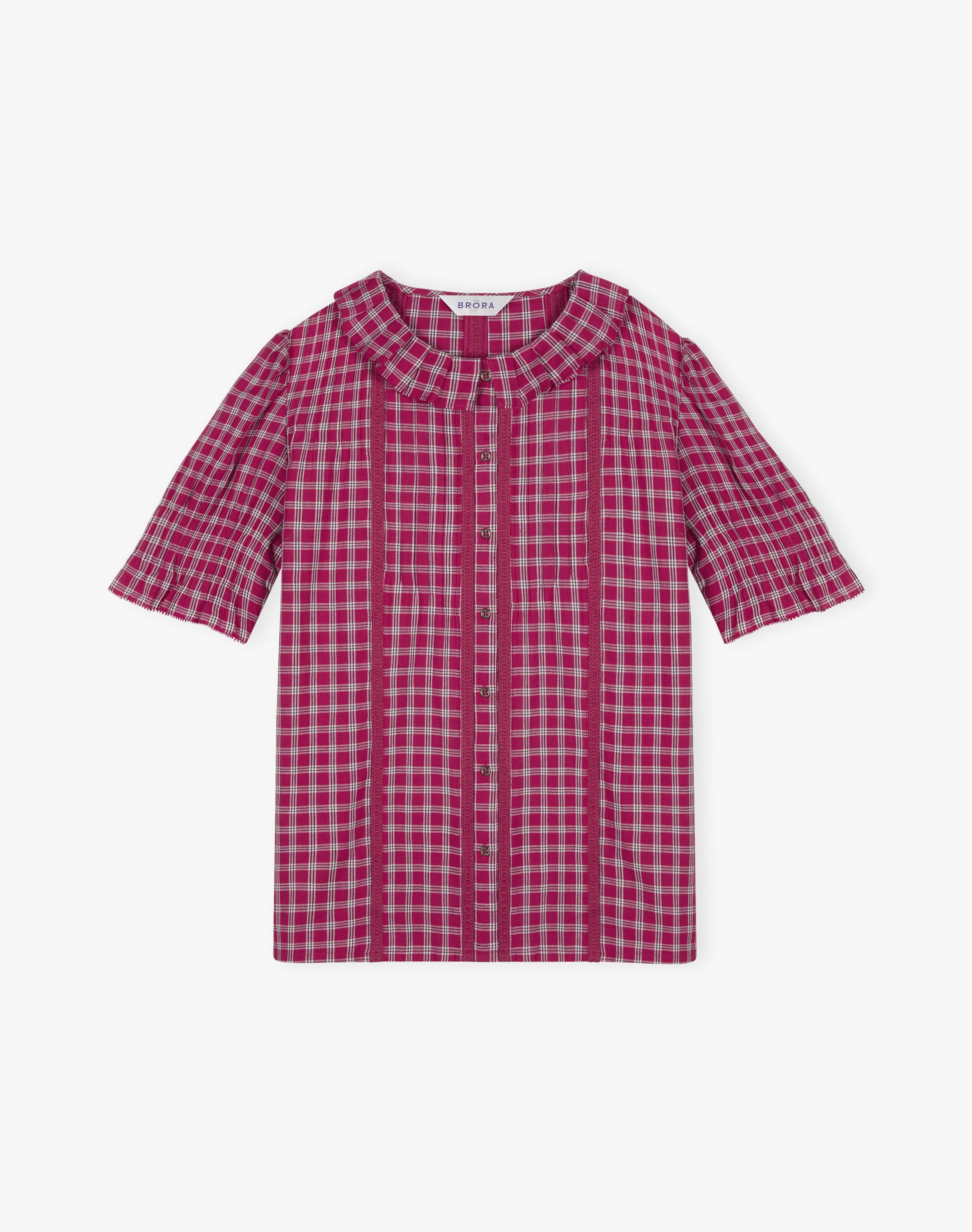 Cotton Check Pintuck Blouse