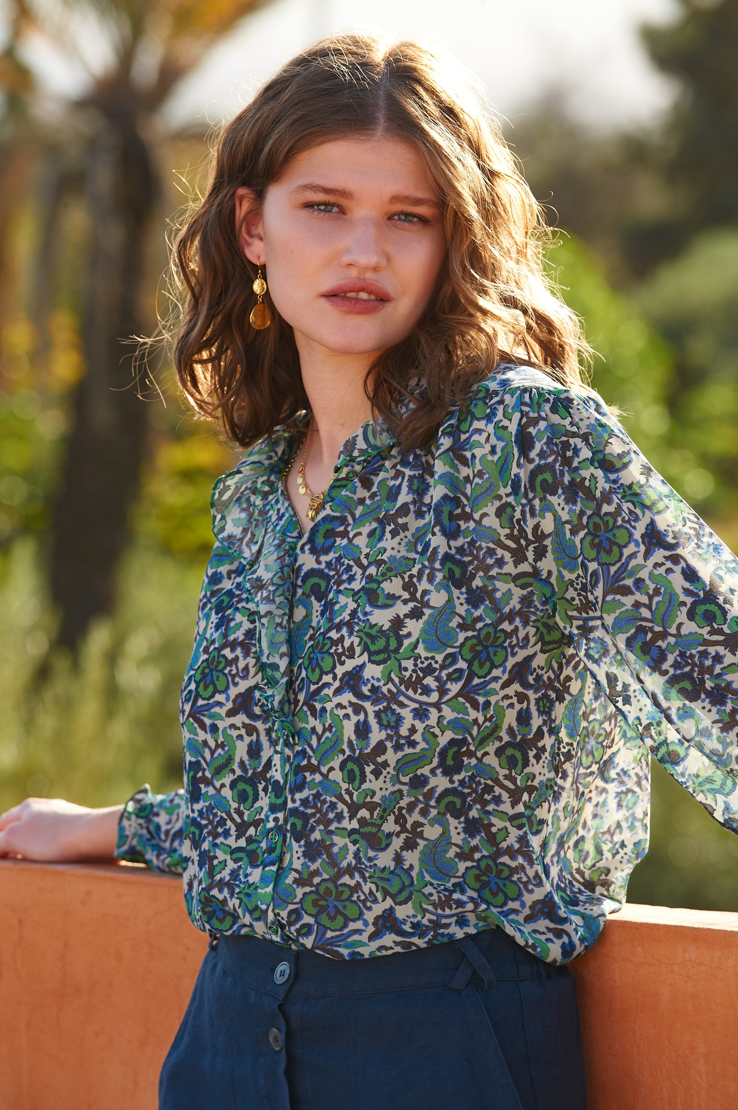 Silk Frill Front Blouse