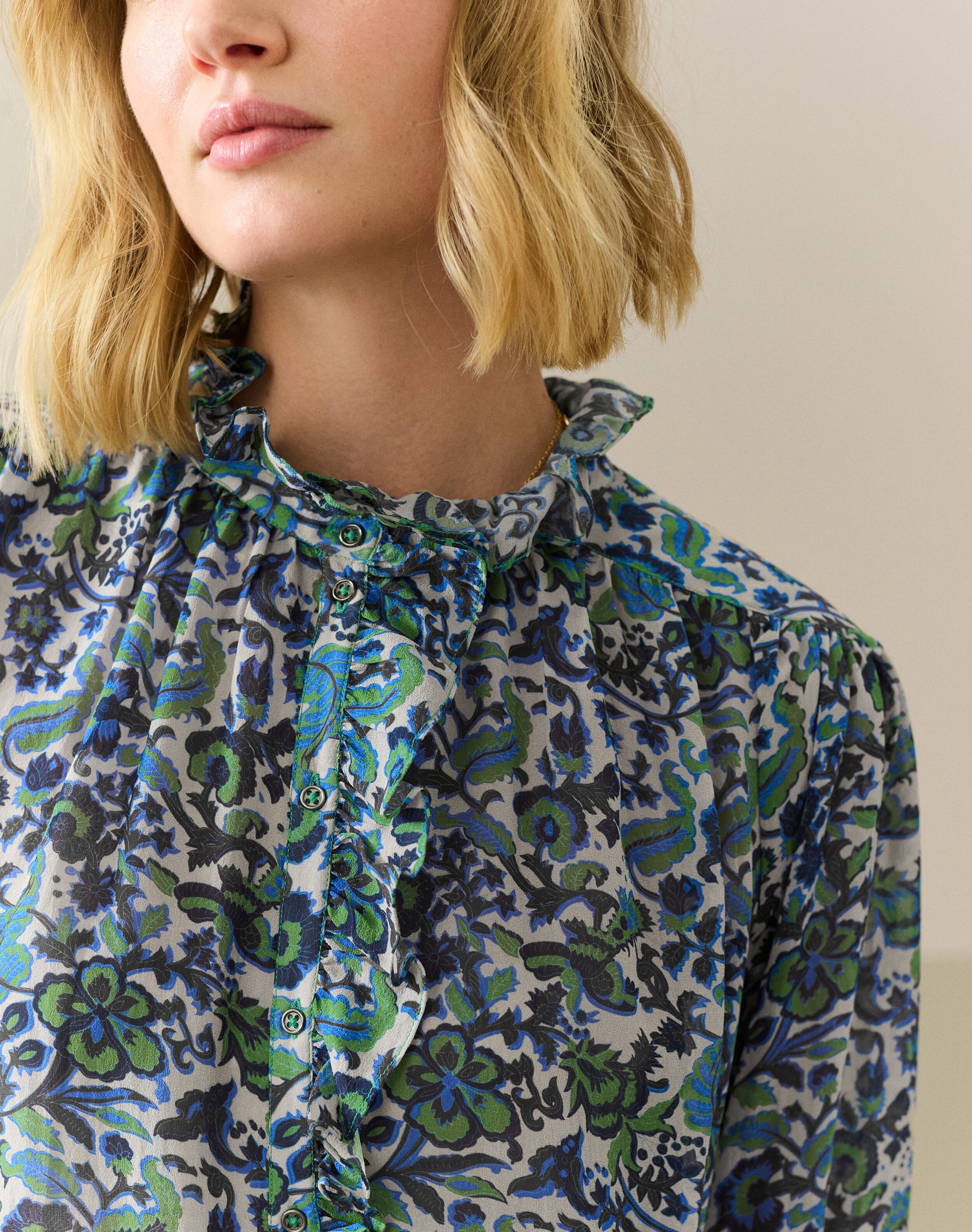 Silk Frill Front Blouse