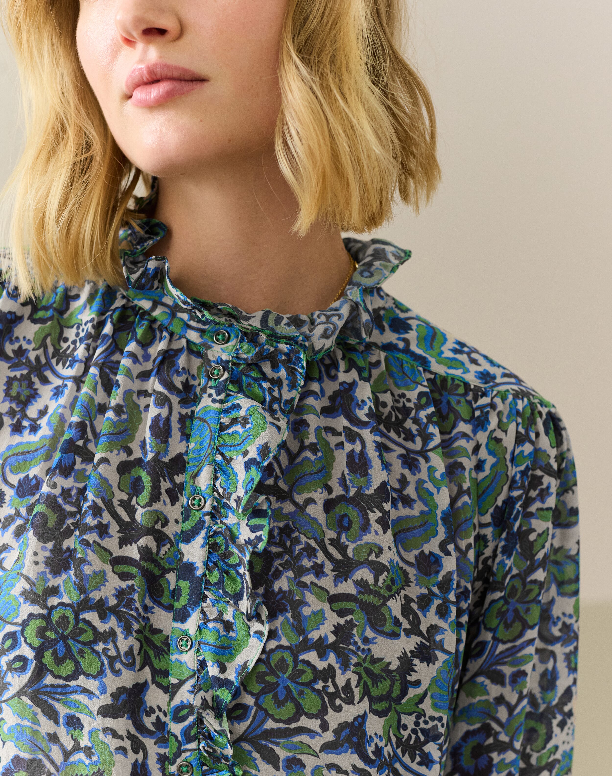 Silk Frill Front Blouse