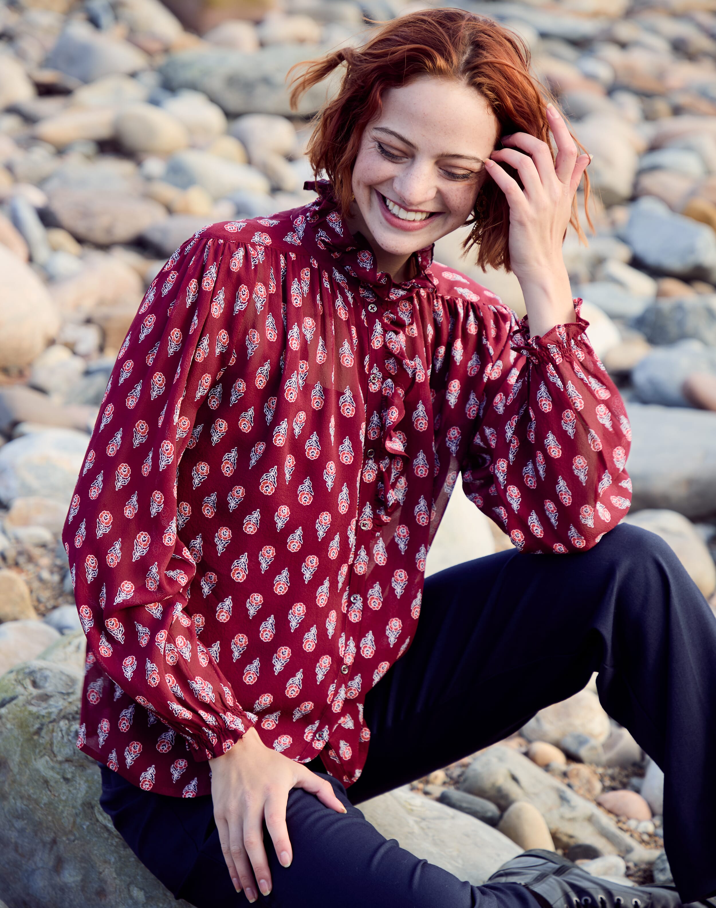 Silk Frill Front Blouse