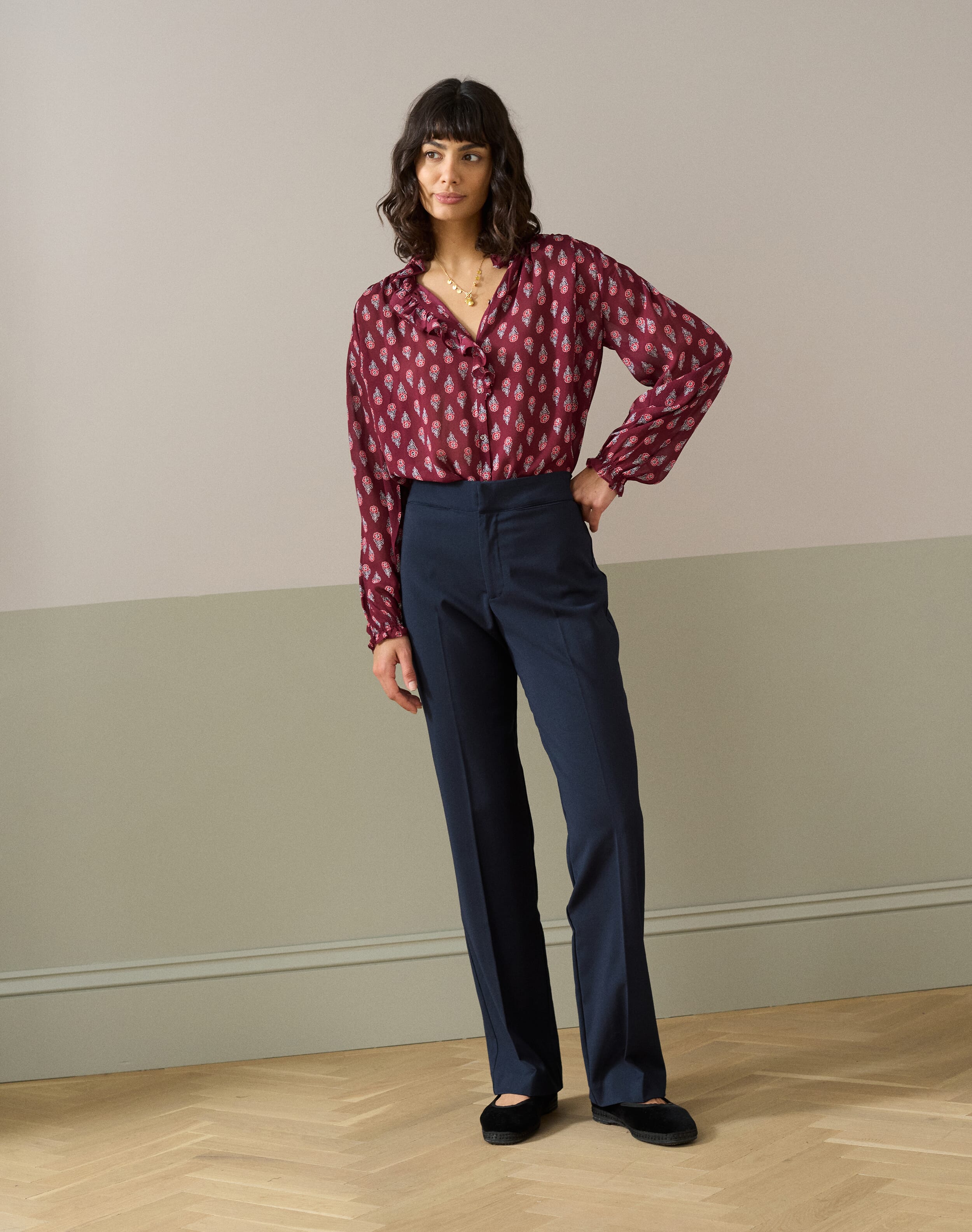 Silk Frill Front Blouse