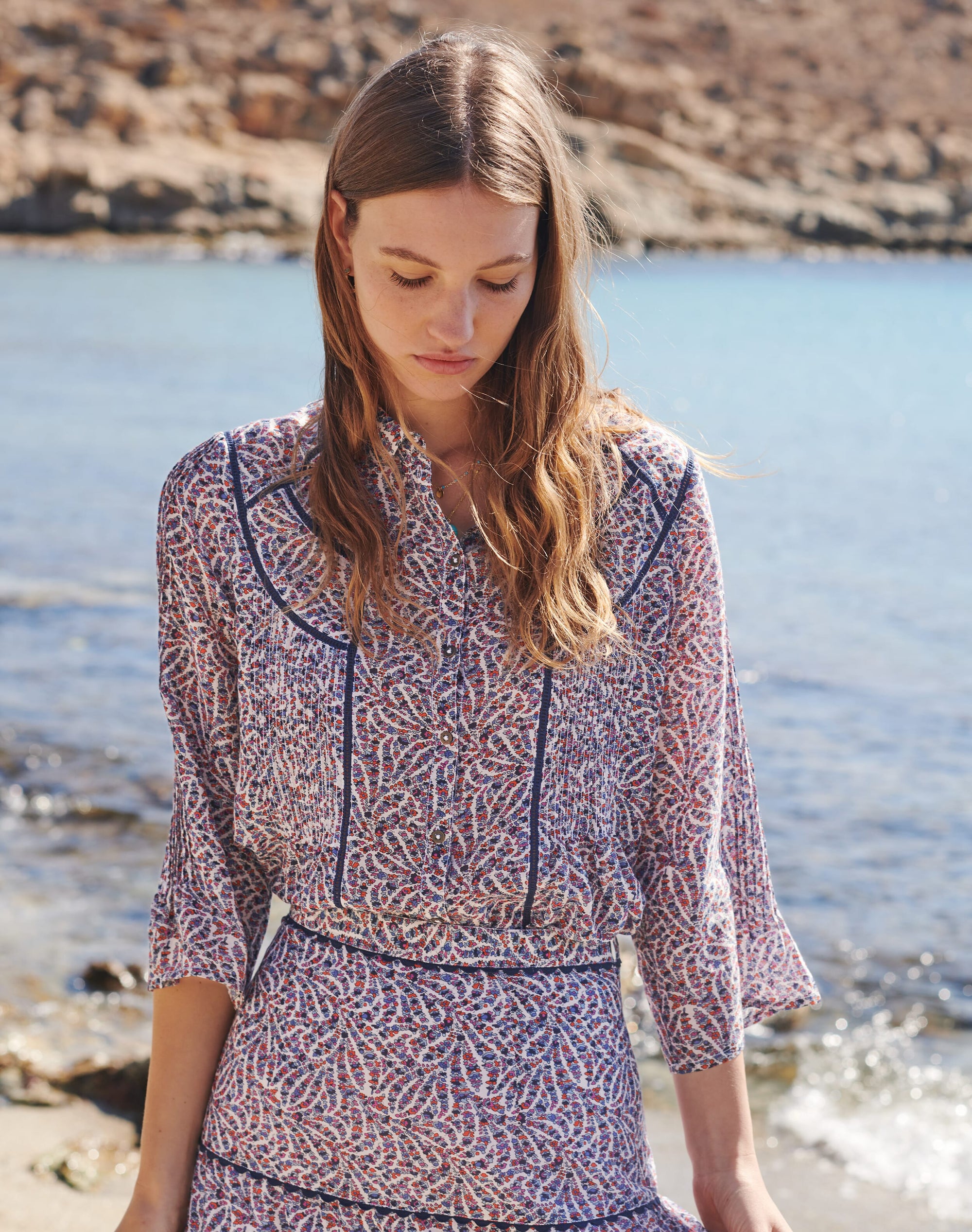 Silk Cotton Ladder Stitch Blouse