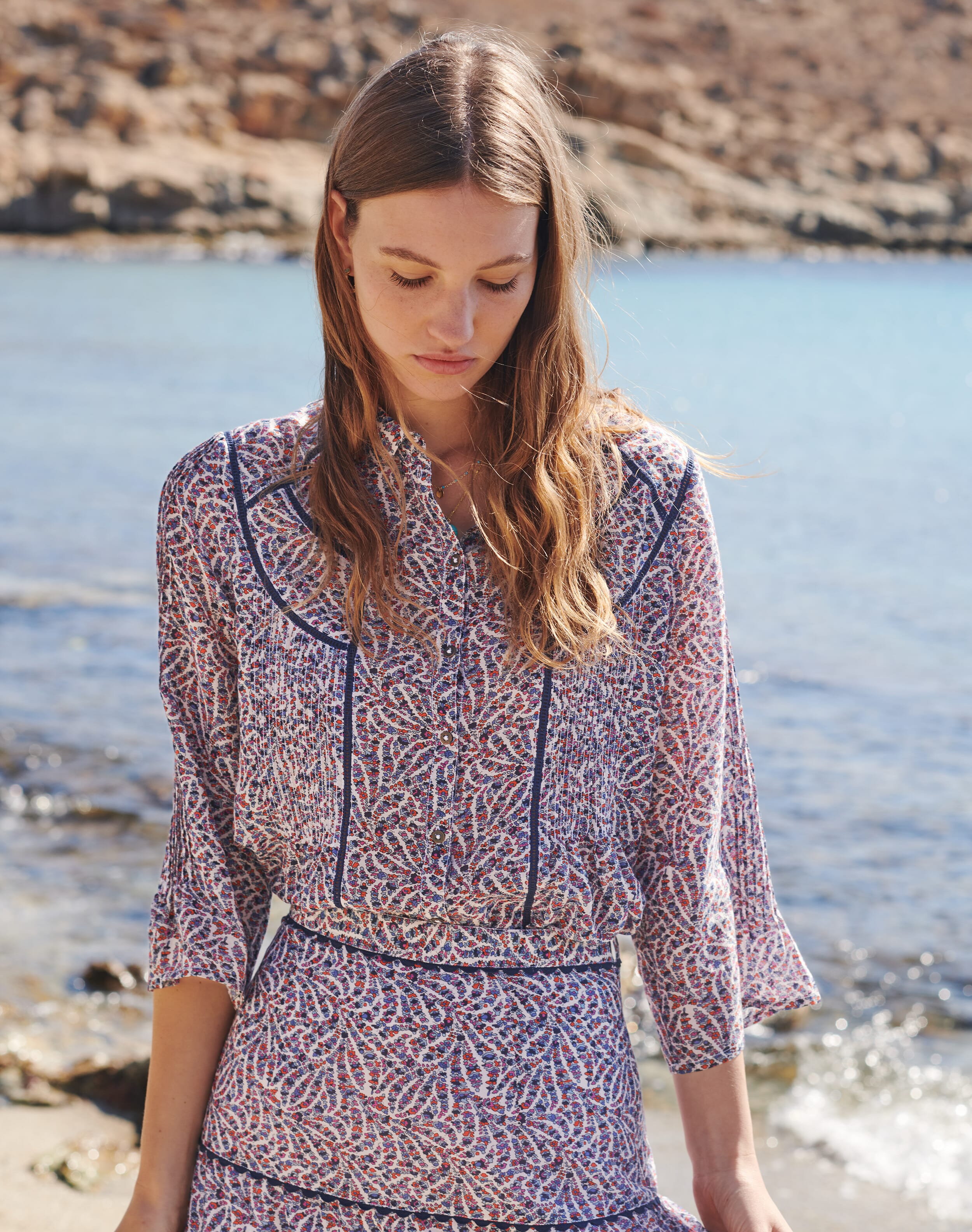 Silk Cotton Ladder Stitch Blouse