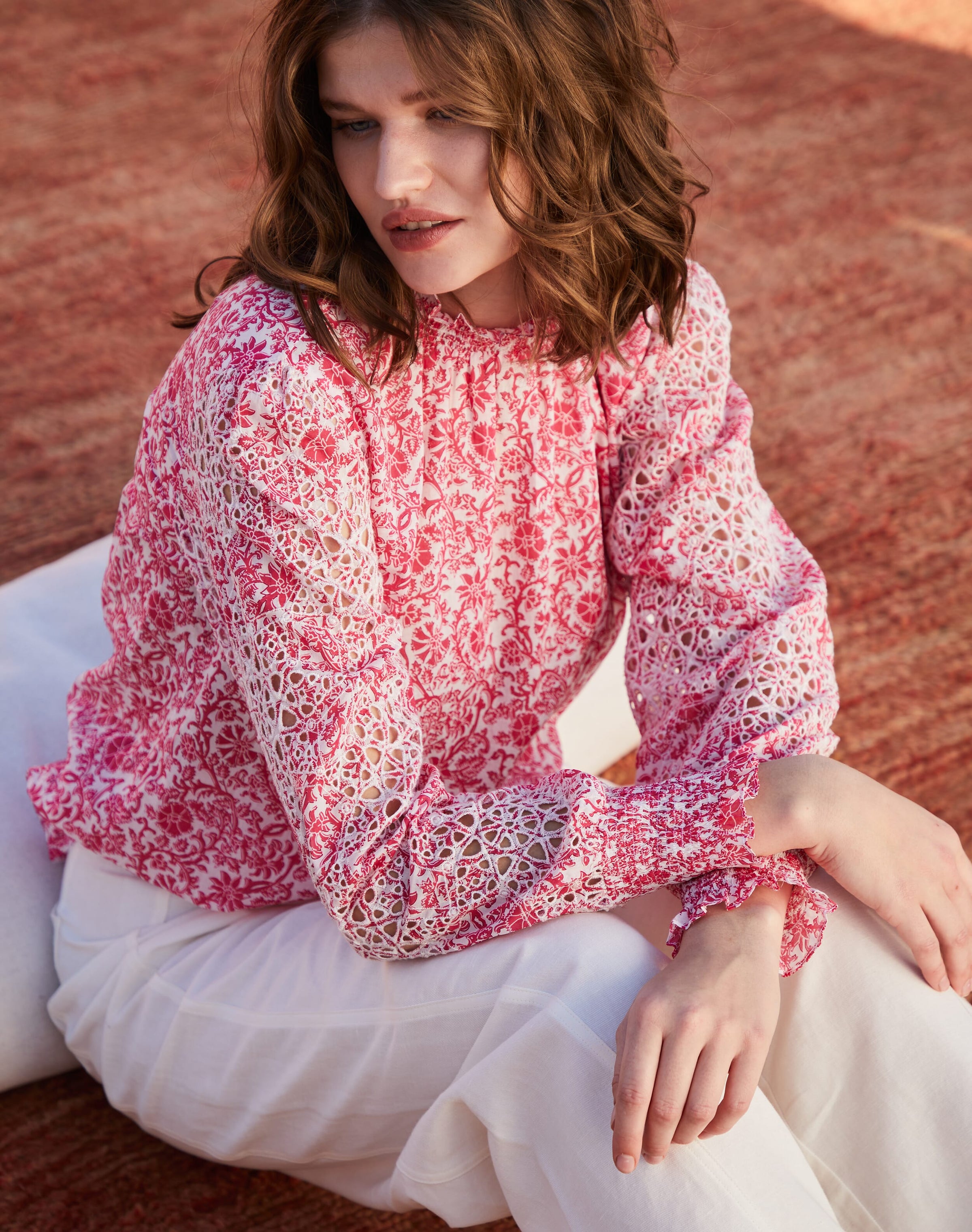 Organic Cotton Voile Broderie Blouse