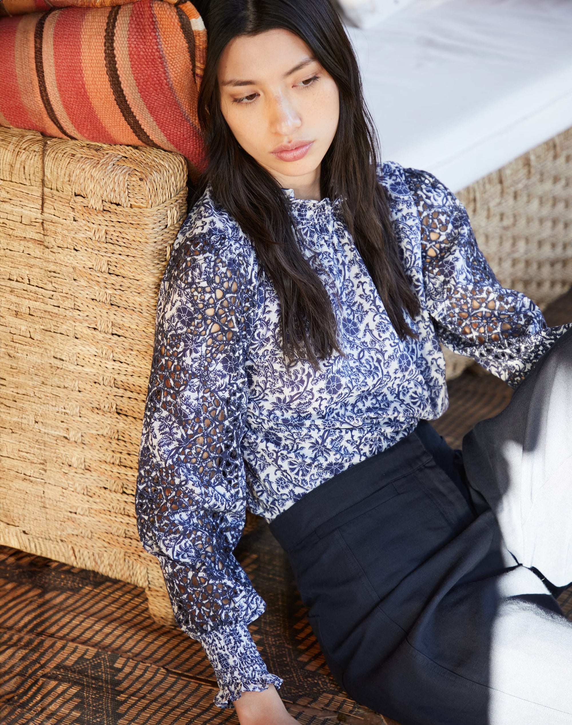 Organic Cotton Voile Broderie Blouse