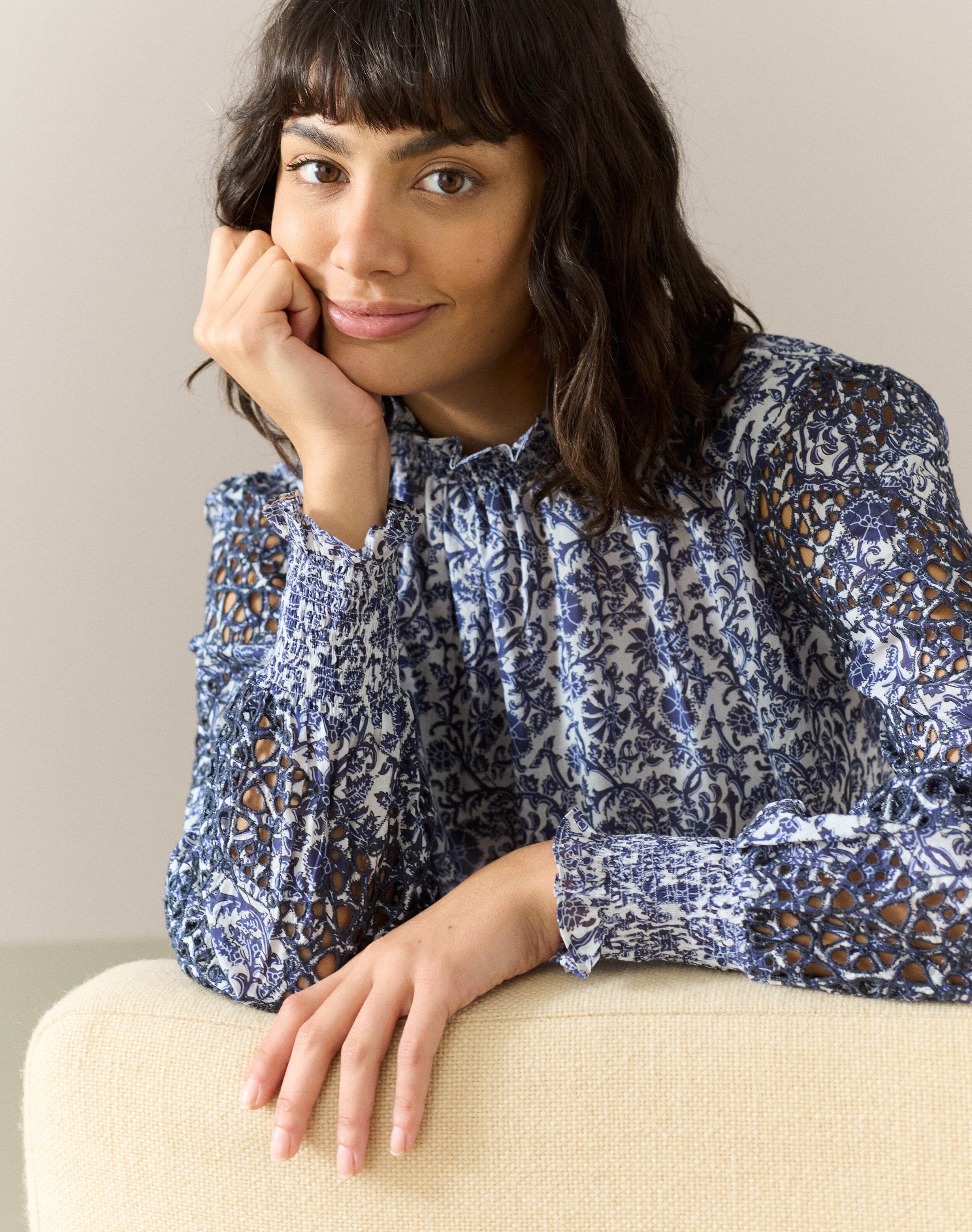 Organic Cotton Voile Broderie Blouse