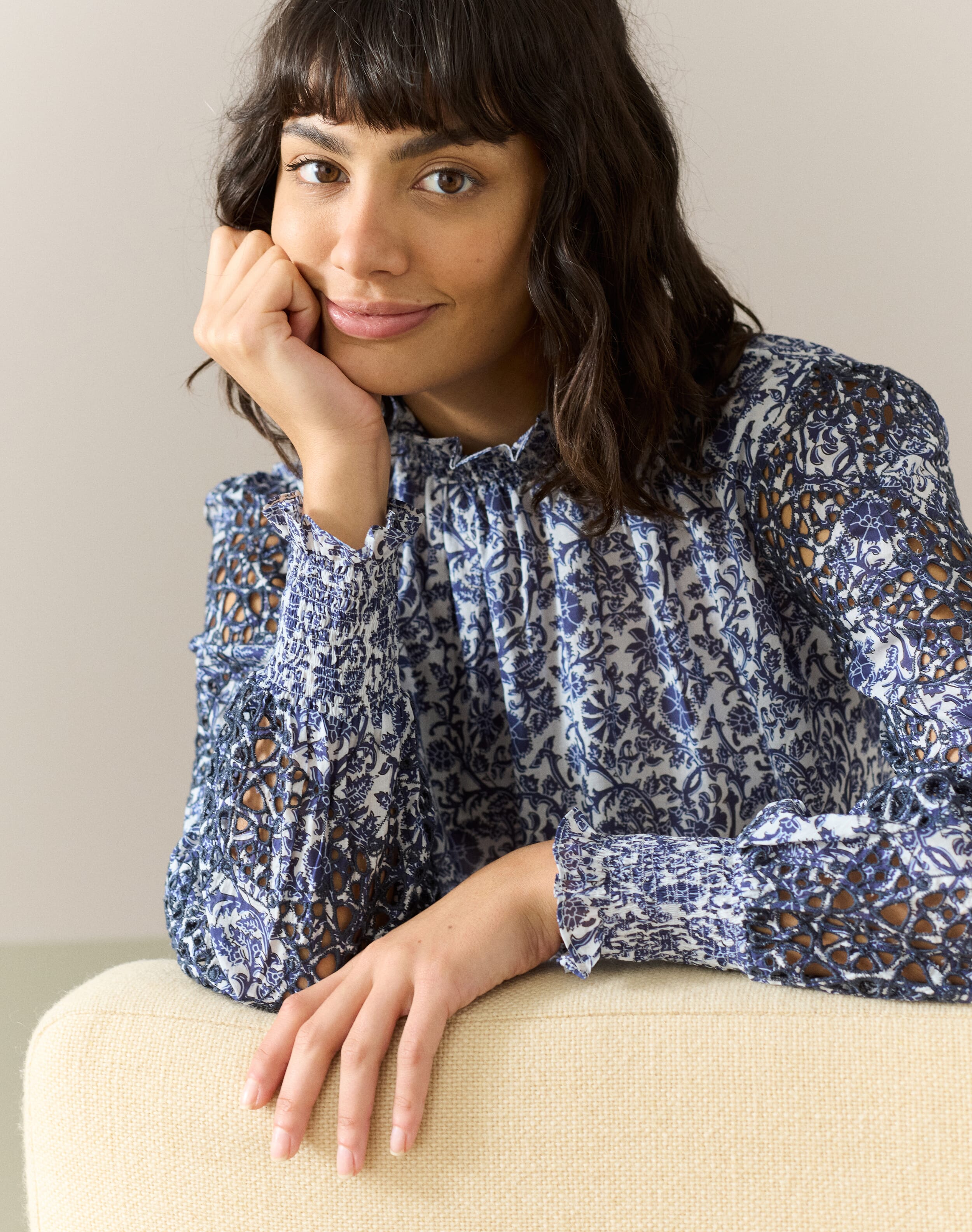 Organic Cotton Voile Broderie Blouse