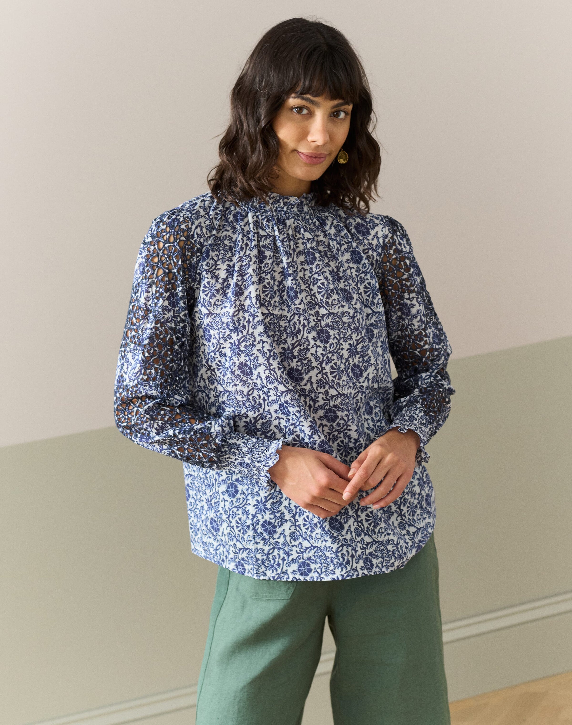 Organic Cotton Voile Broderie Blouse