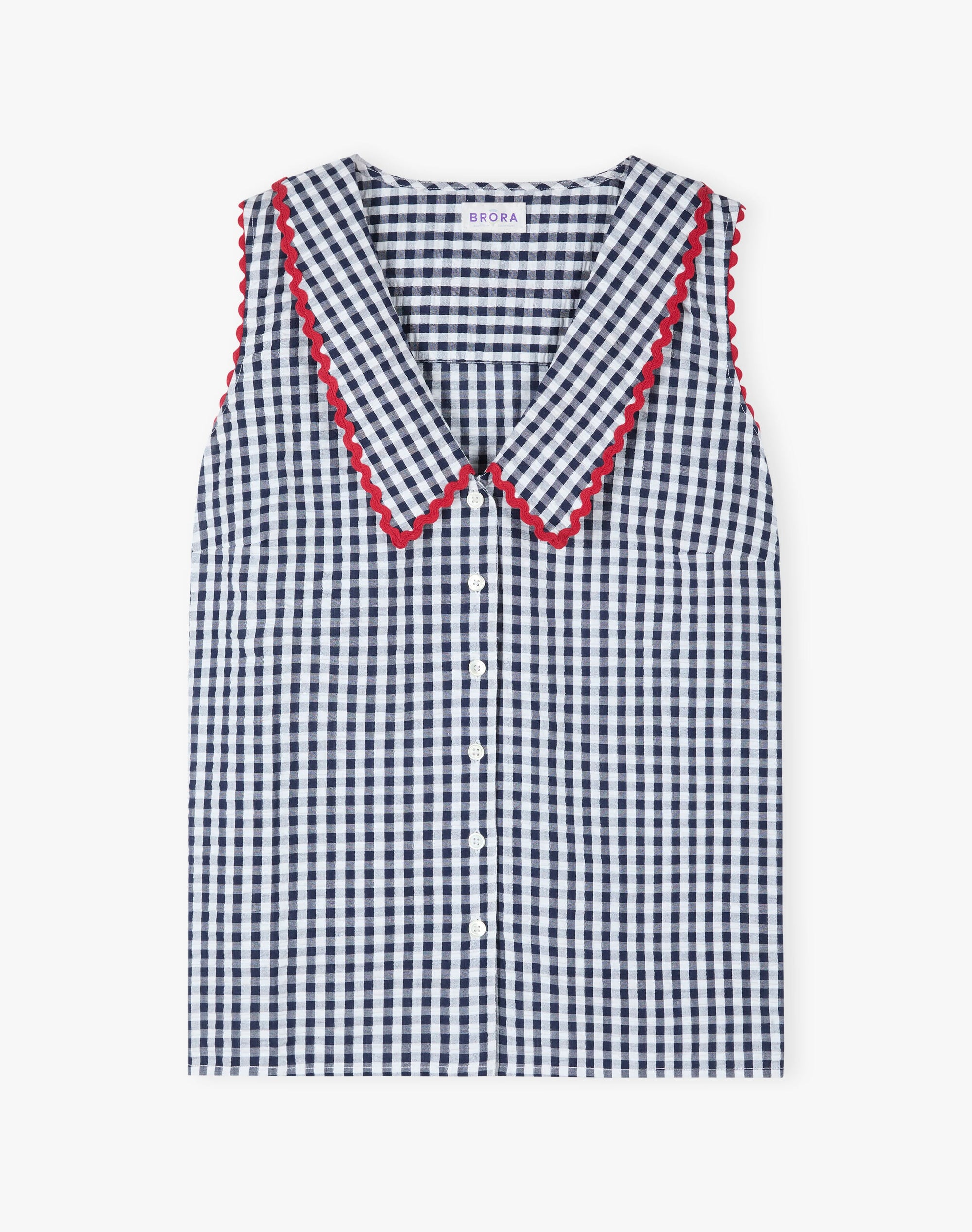 Cotton Gingham Sleeveless Blouse