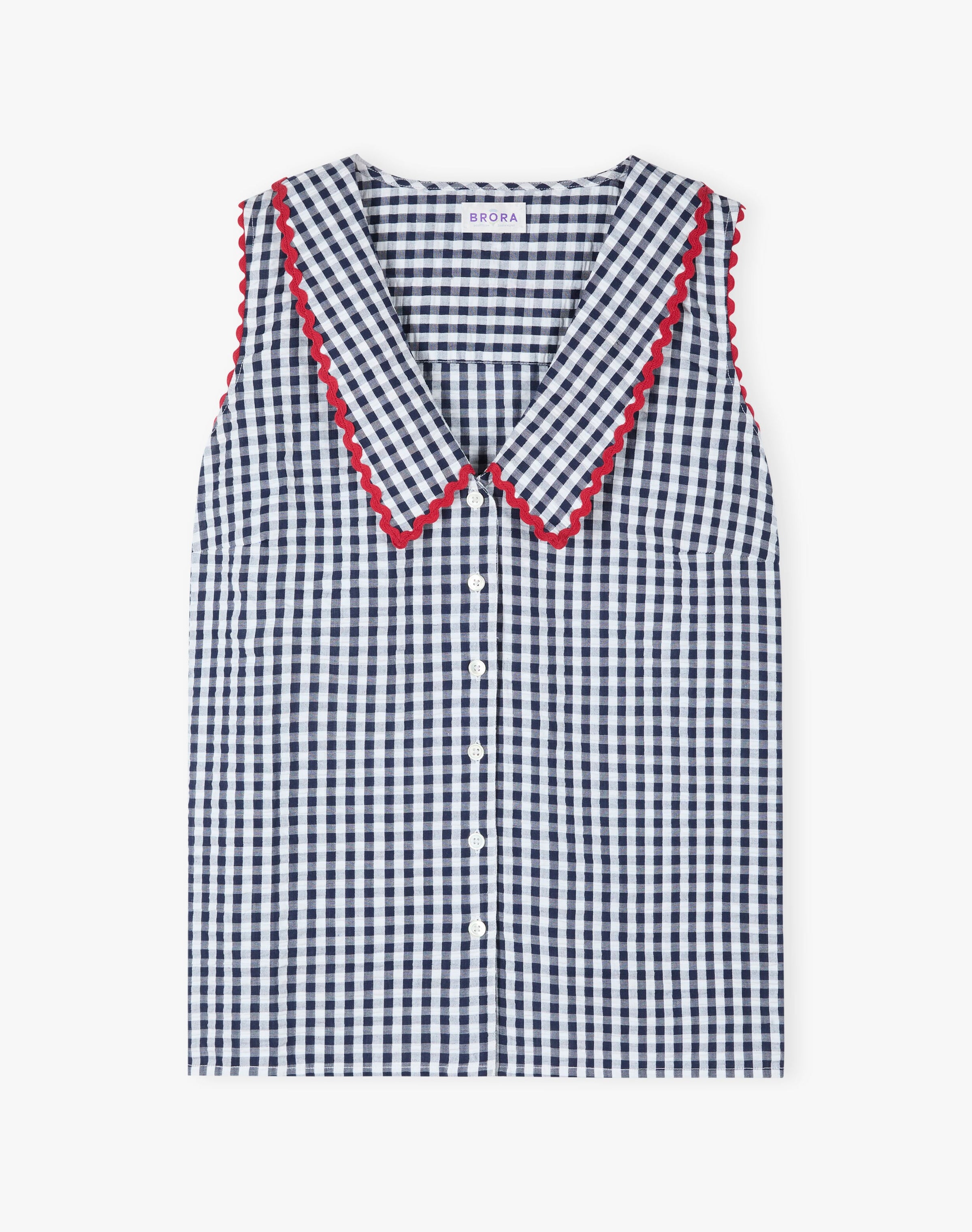 Cotton Gingham Sleeveless Blouse