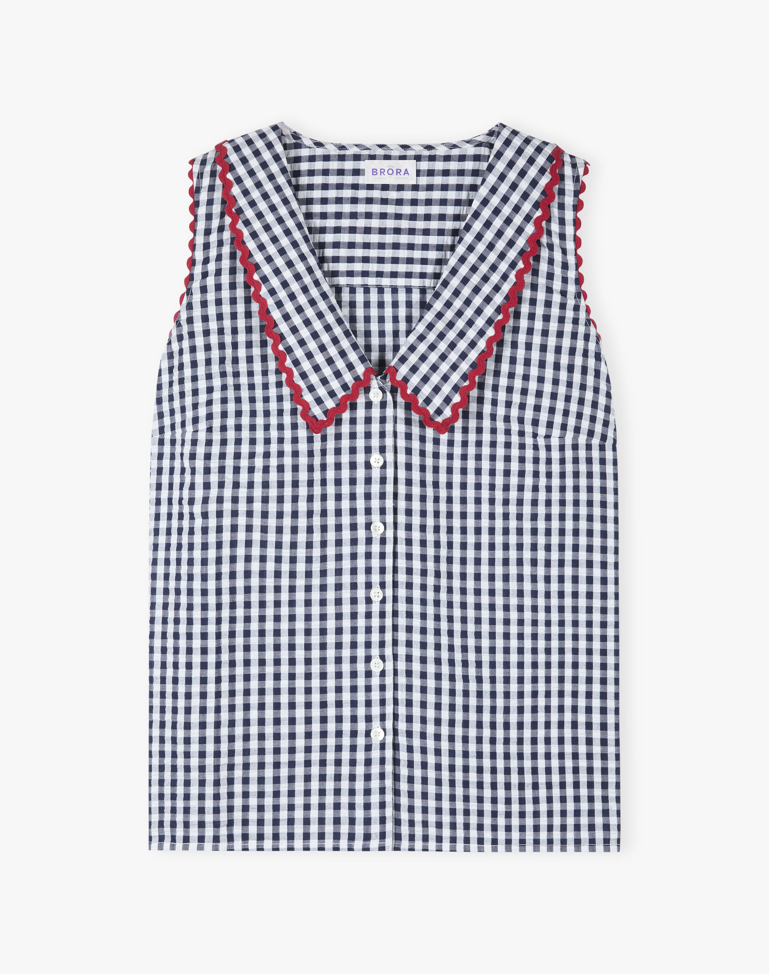 Cotton Gingham Sleeveless Blouse