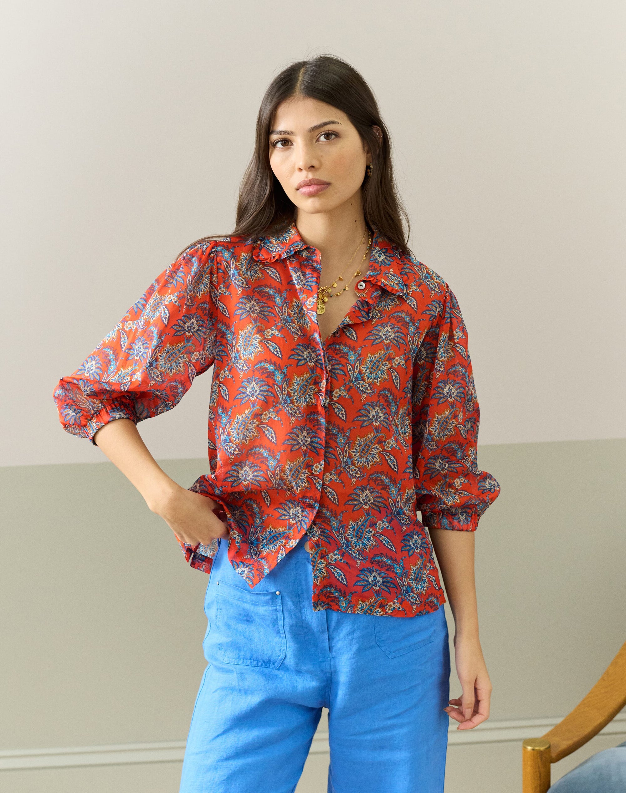 Liberty Print Cotton Chiffon Blouse