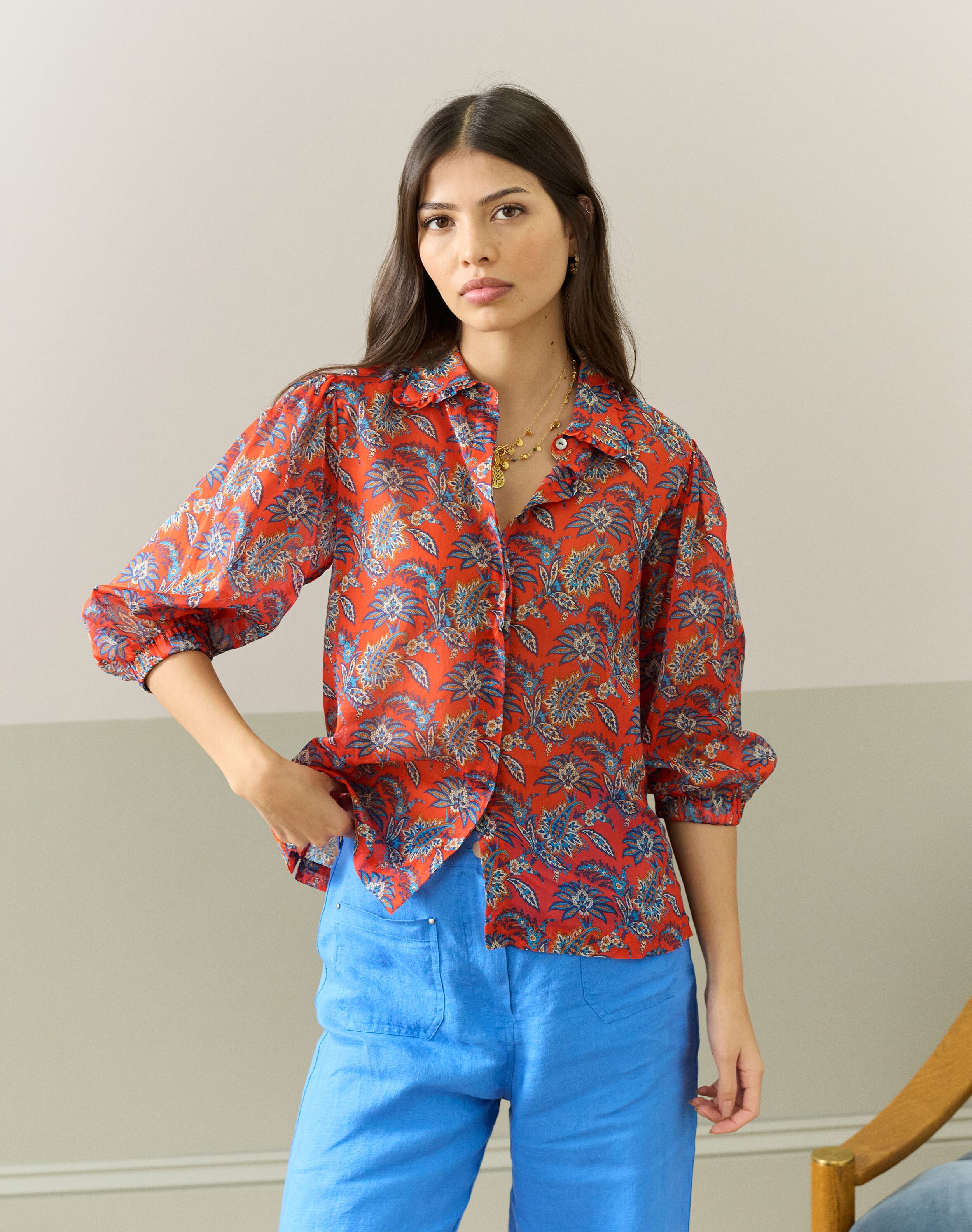 Liberty Print Cotton Chiffon Blouse