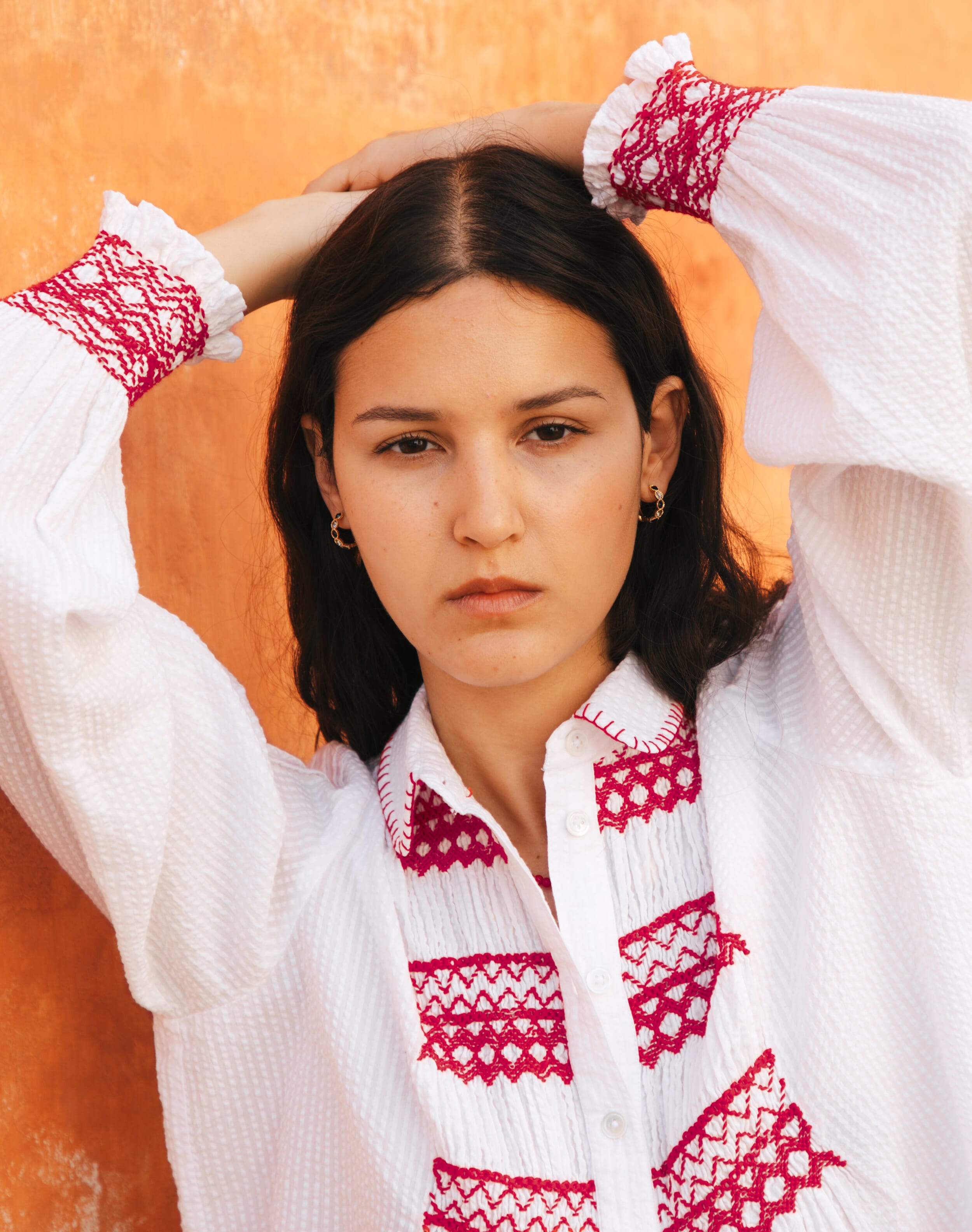 Smocked Cotton Blouse