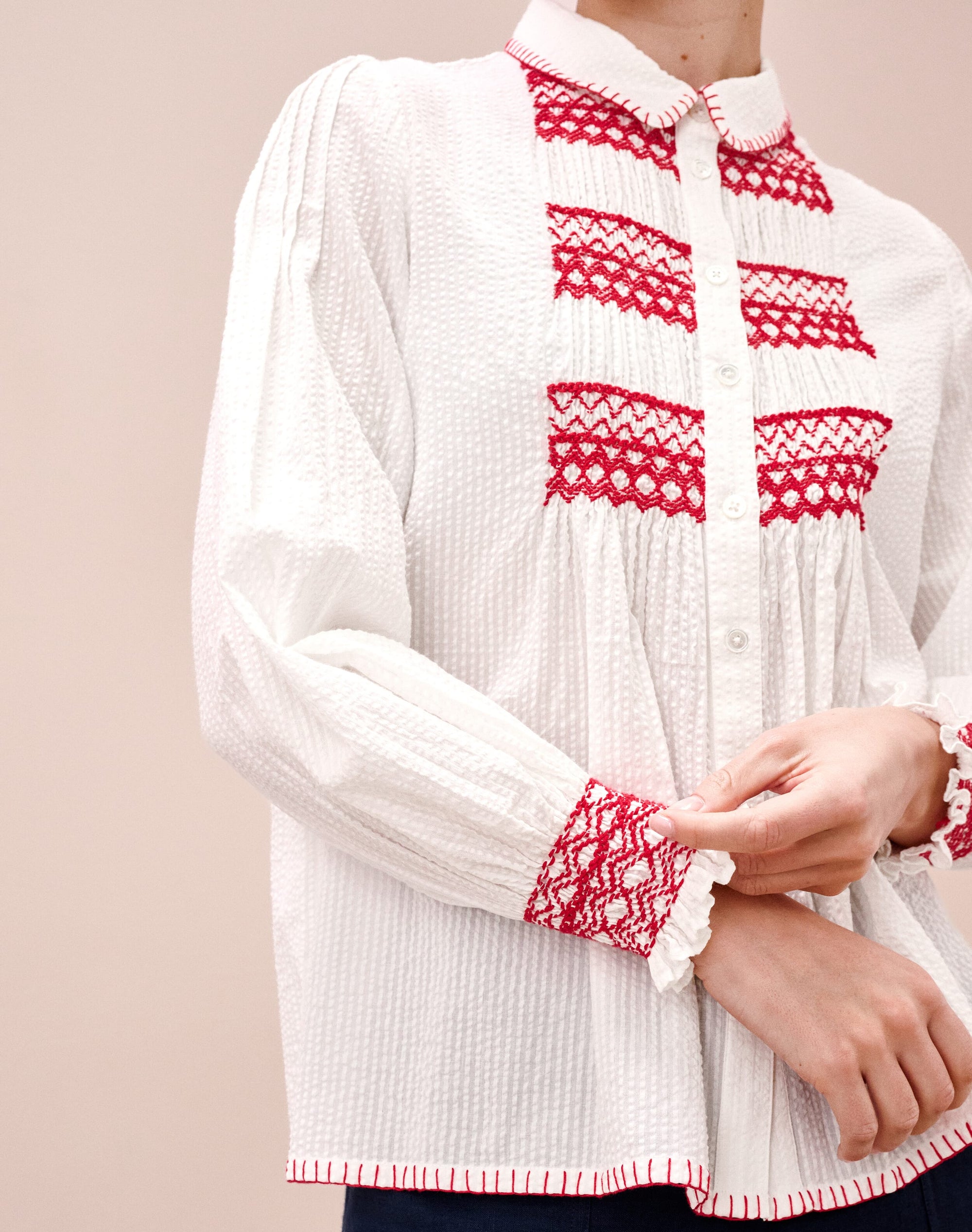 Smocked Cotton Blouse