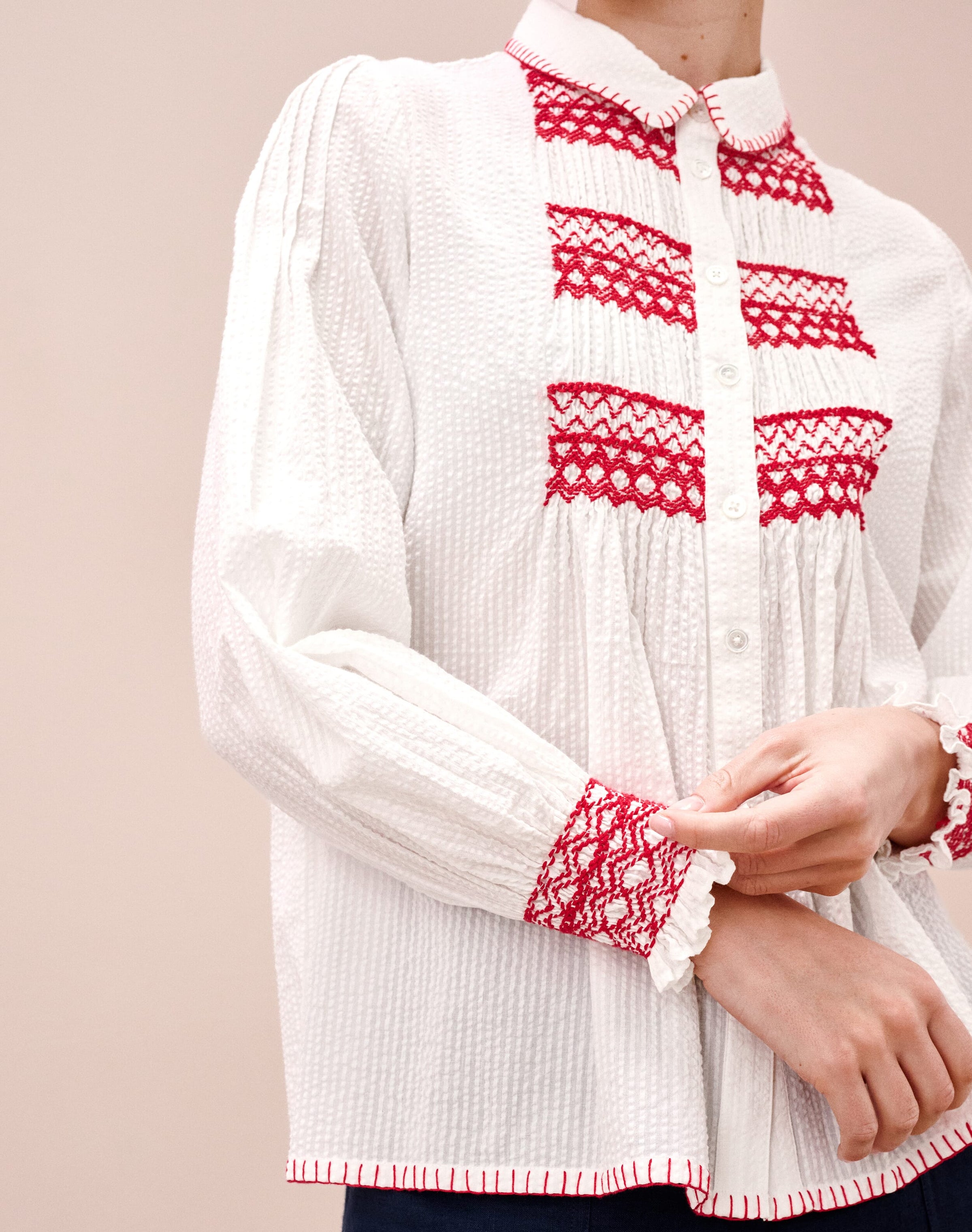 Smocked Cotton Blouse