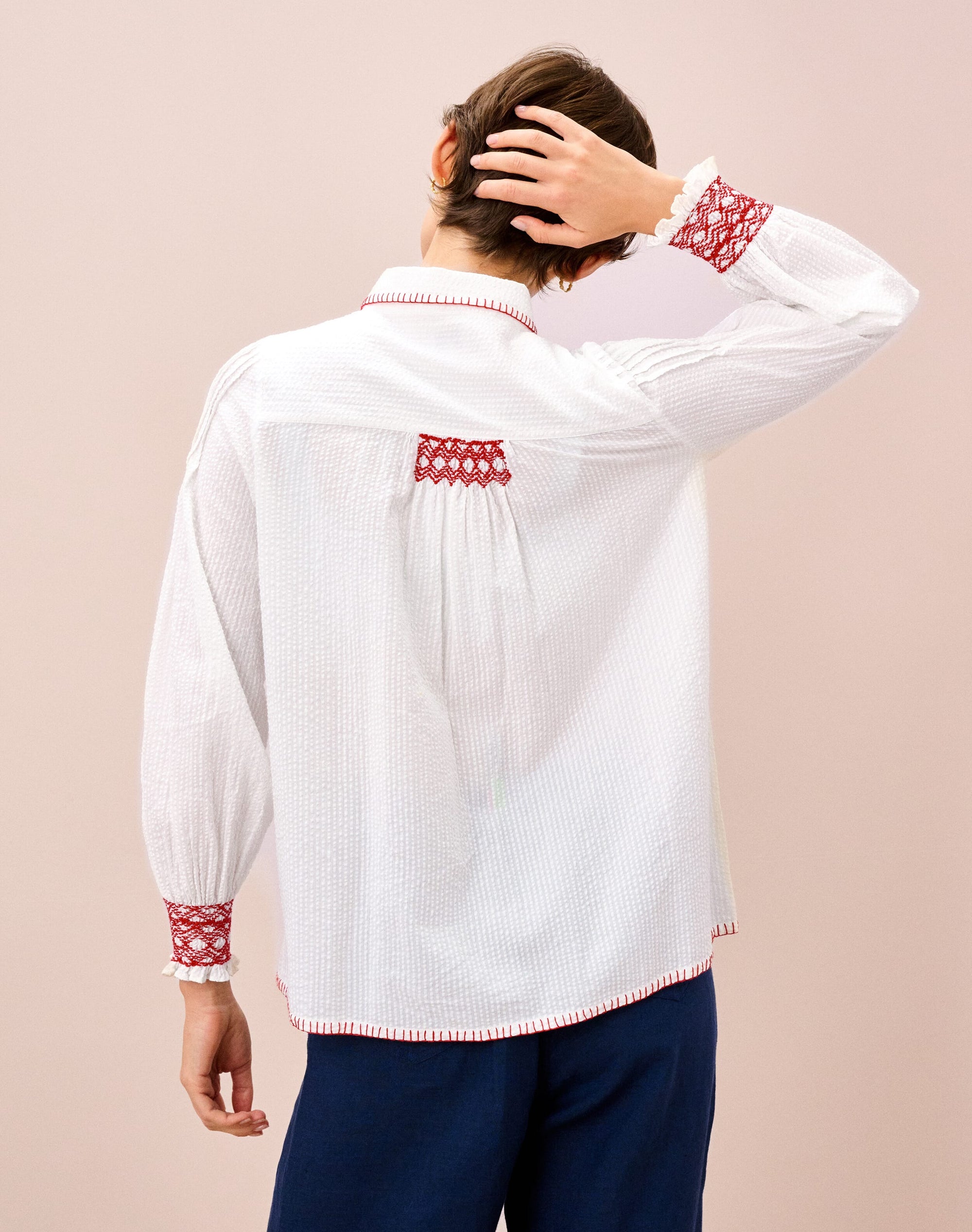 Smocked Cotton Blouse