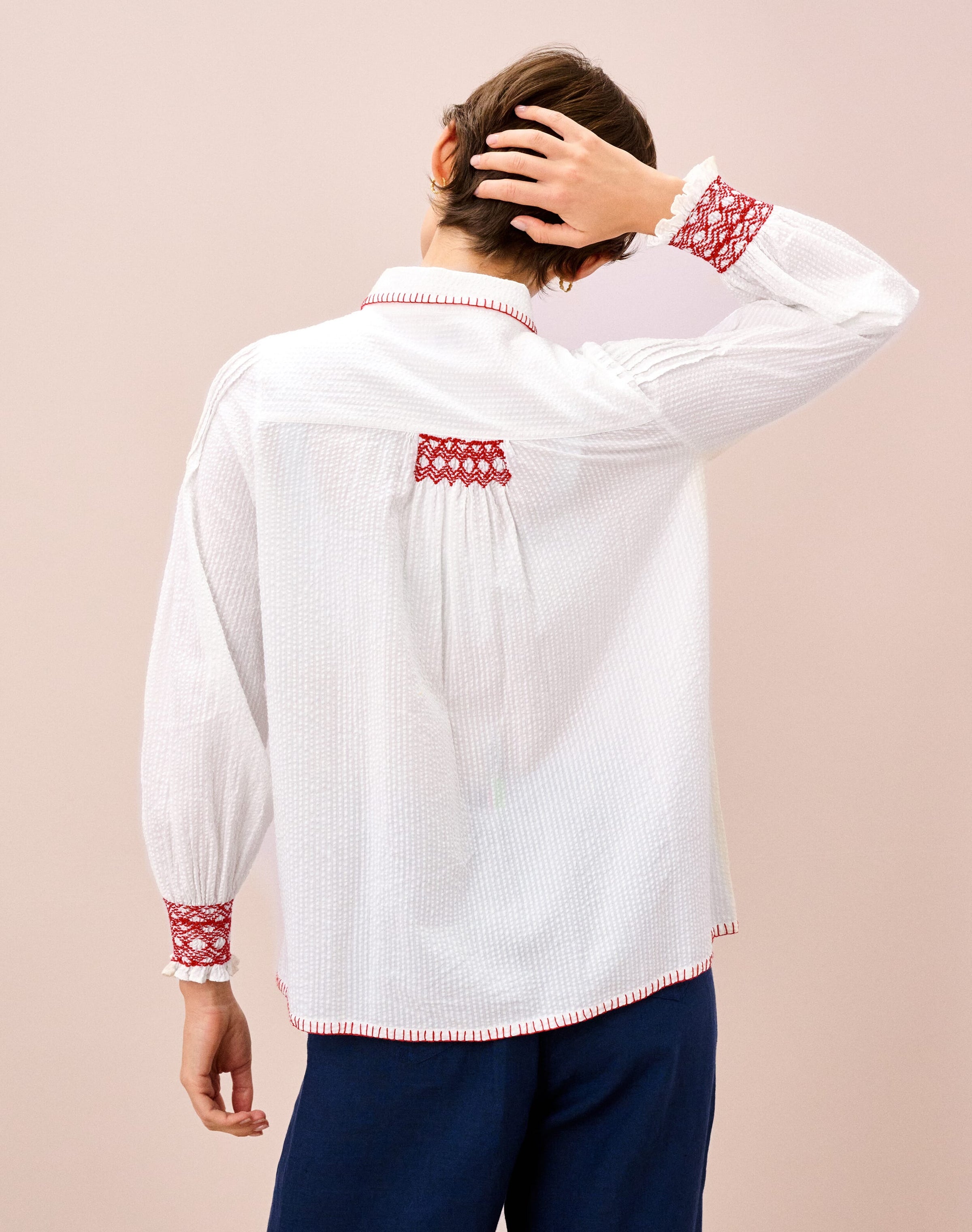 Smocked Cotton Blouse