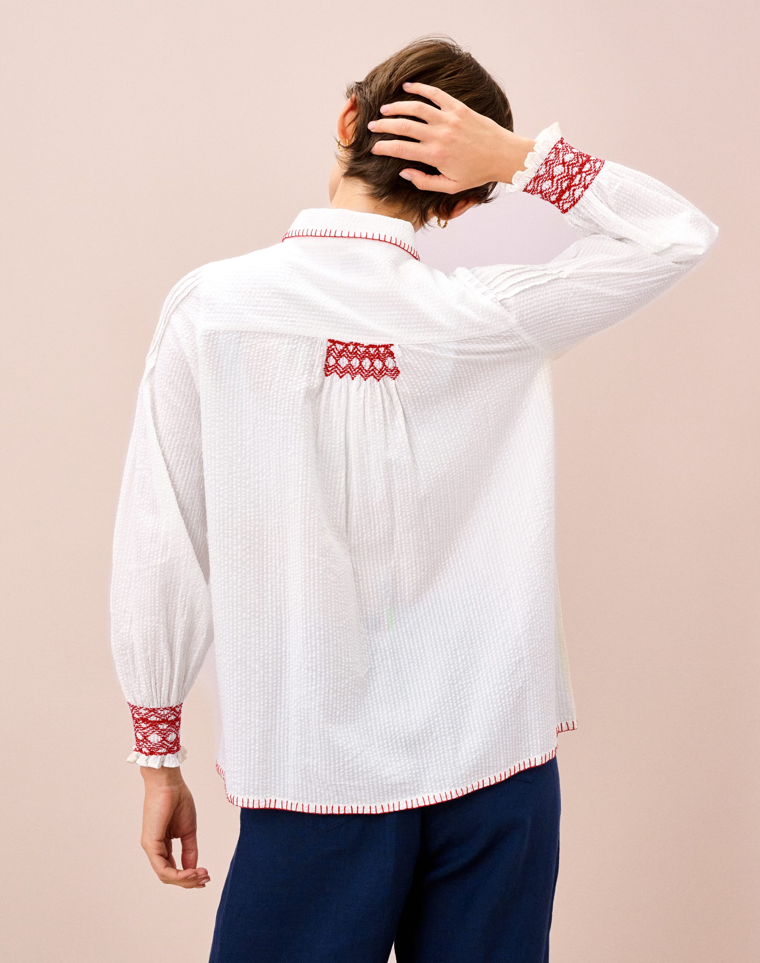 Smocked Cotton Blouse