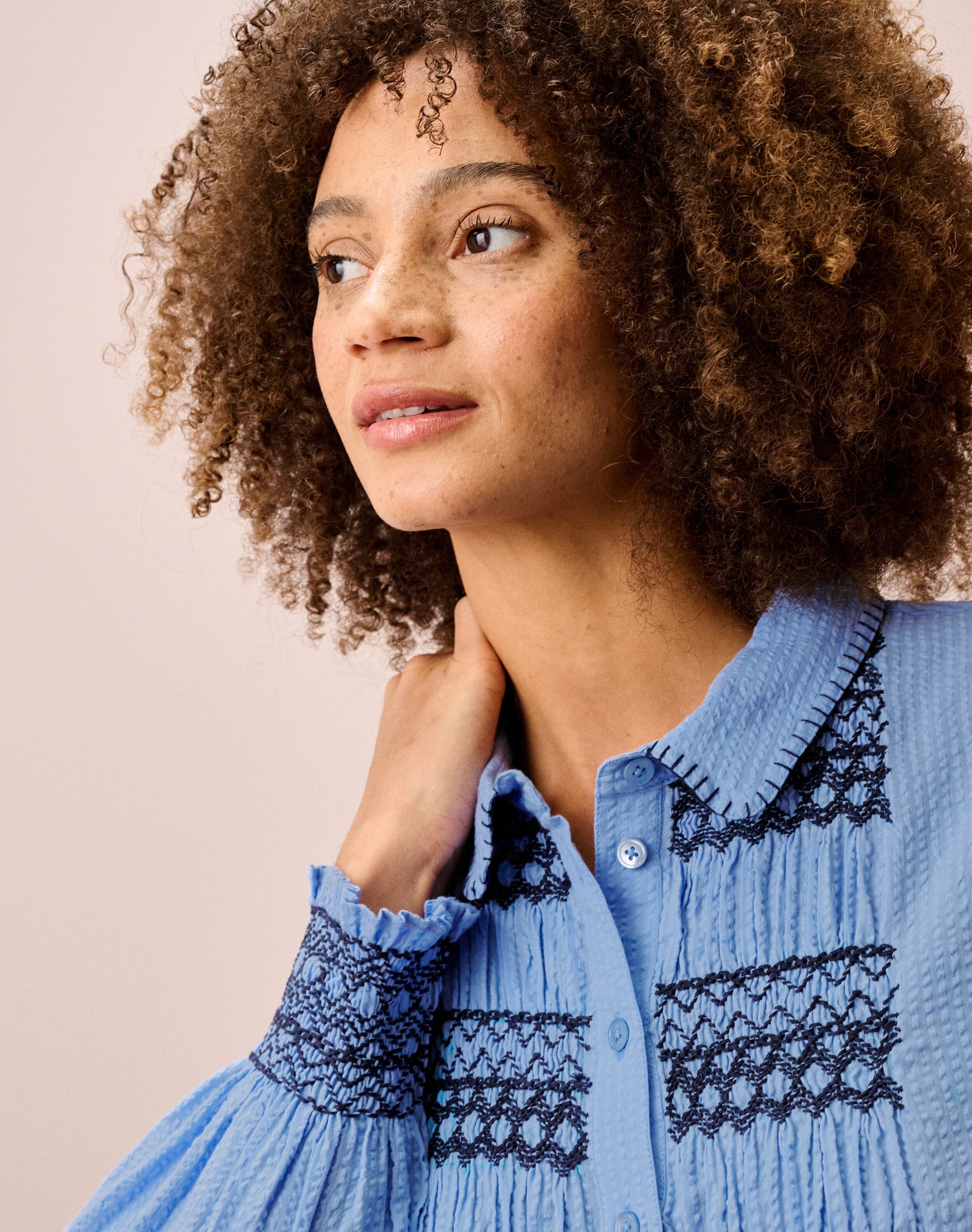 Smocked Cotton Blouse