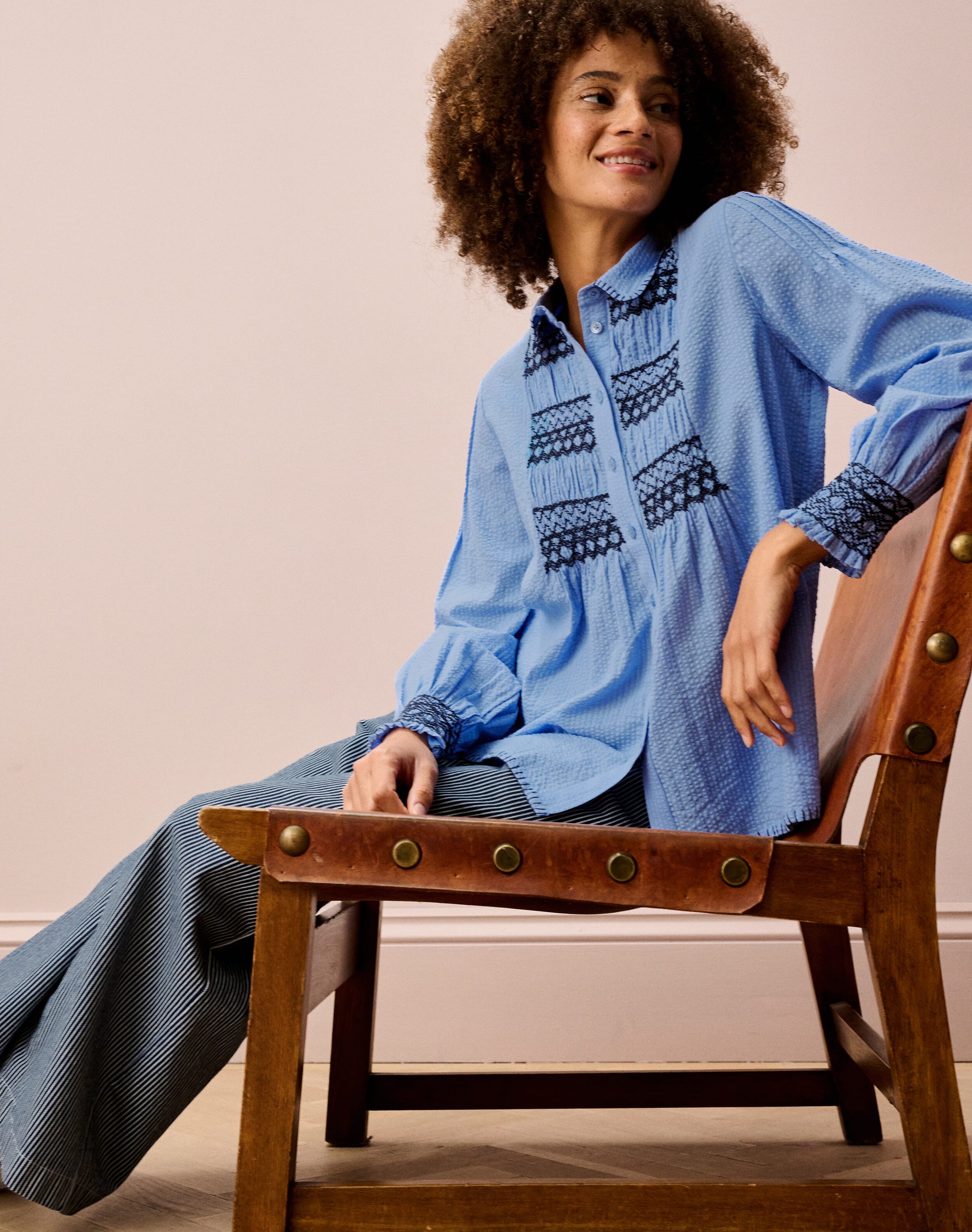 Smocked Cotton Blouse