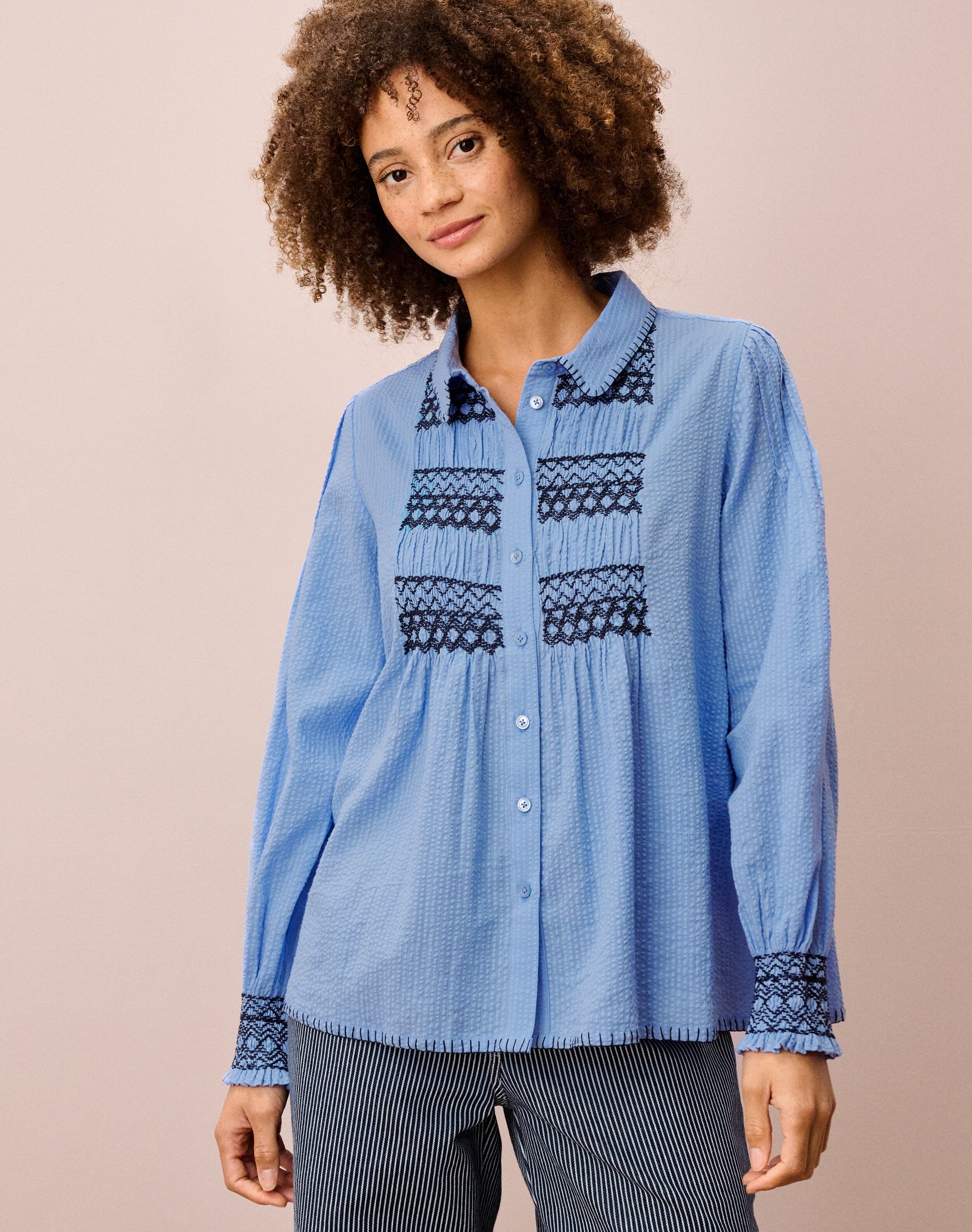 Smocked Cotton Blouse