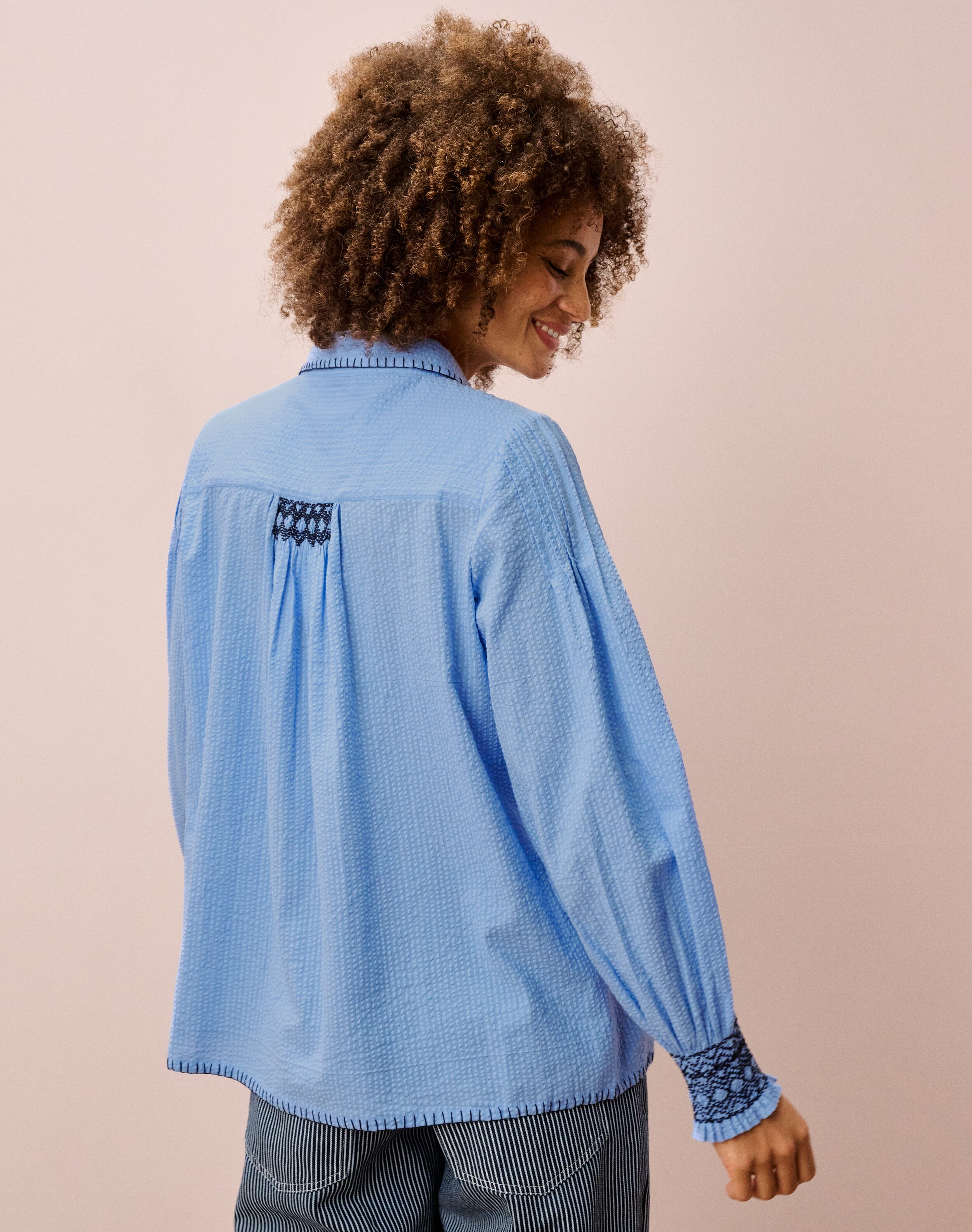 Smocked Cotton Blouse