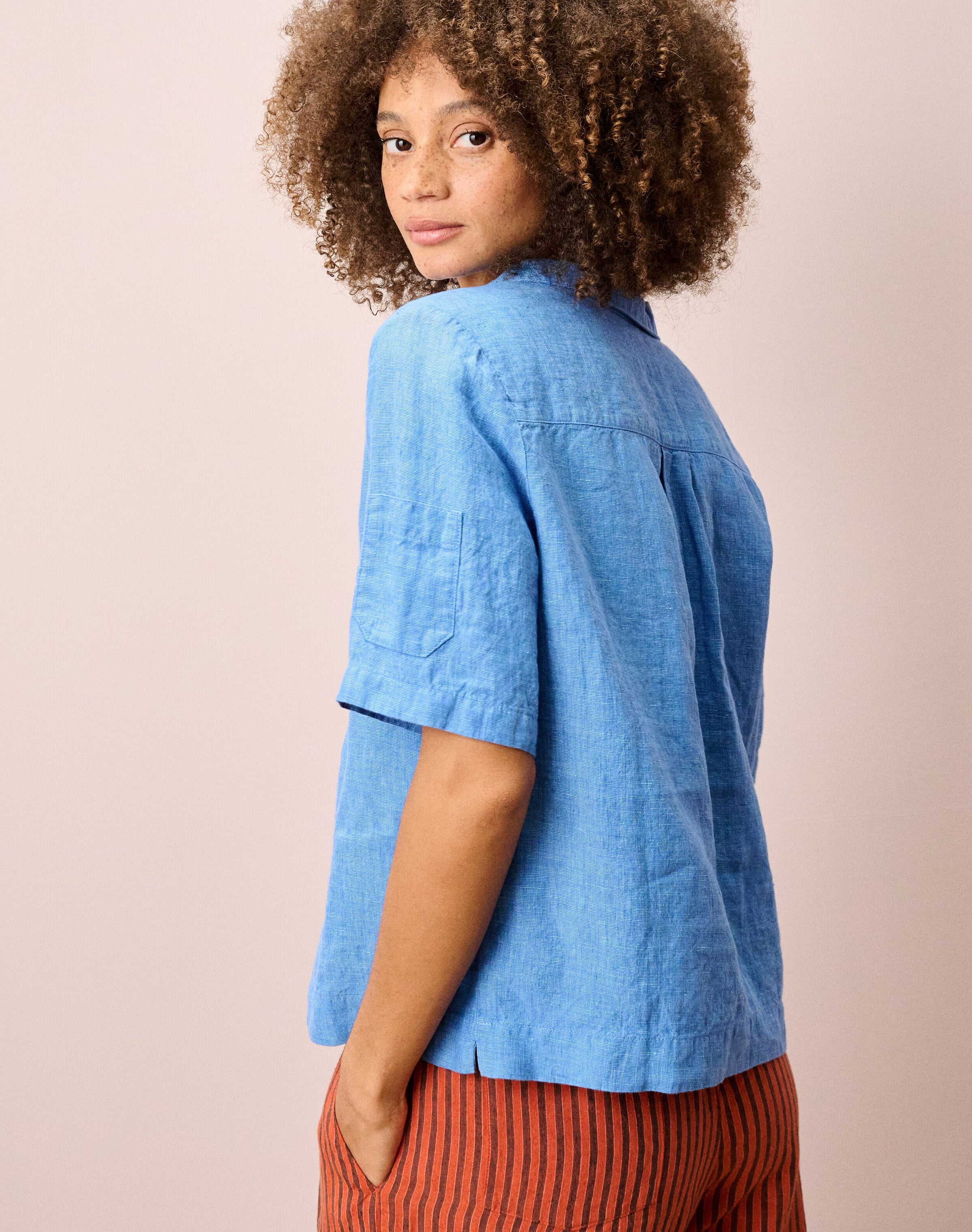 Textured Weave Linen Utility Shirt