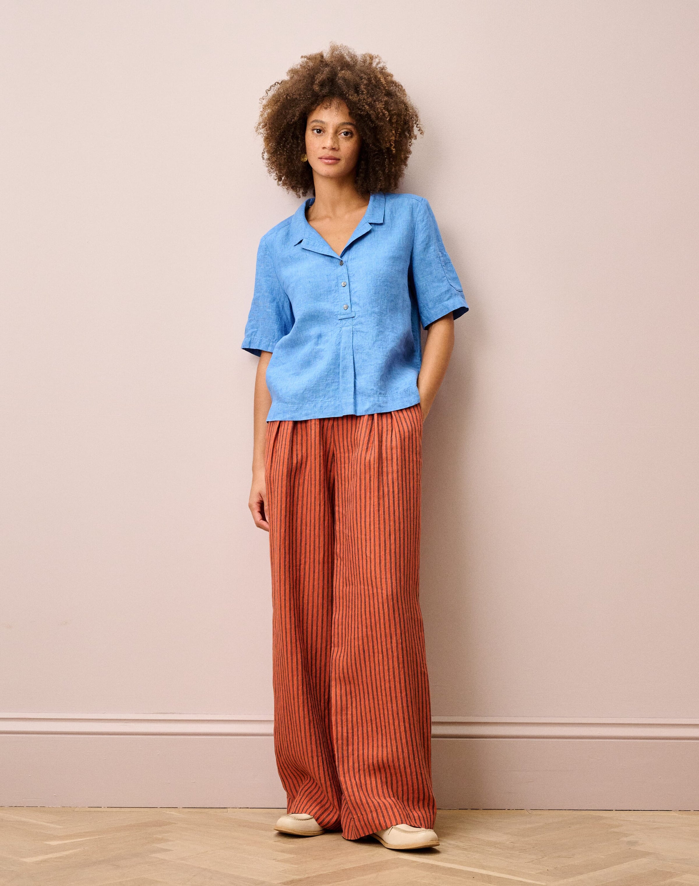 Textured Weave Linen Utility Shirt