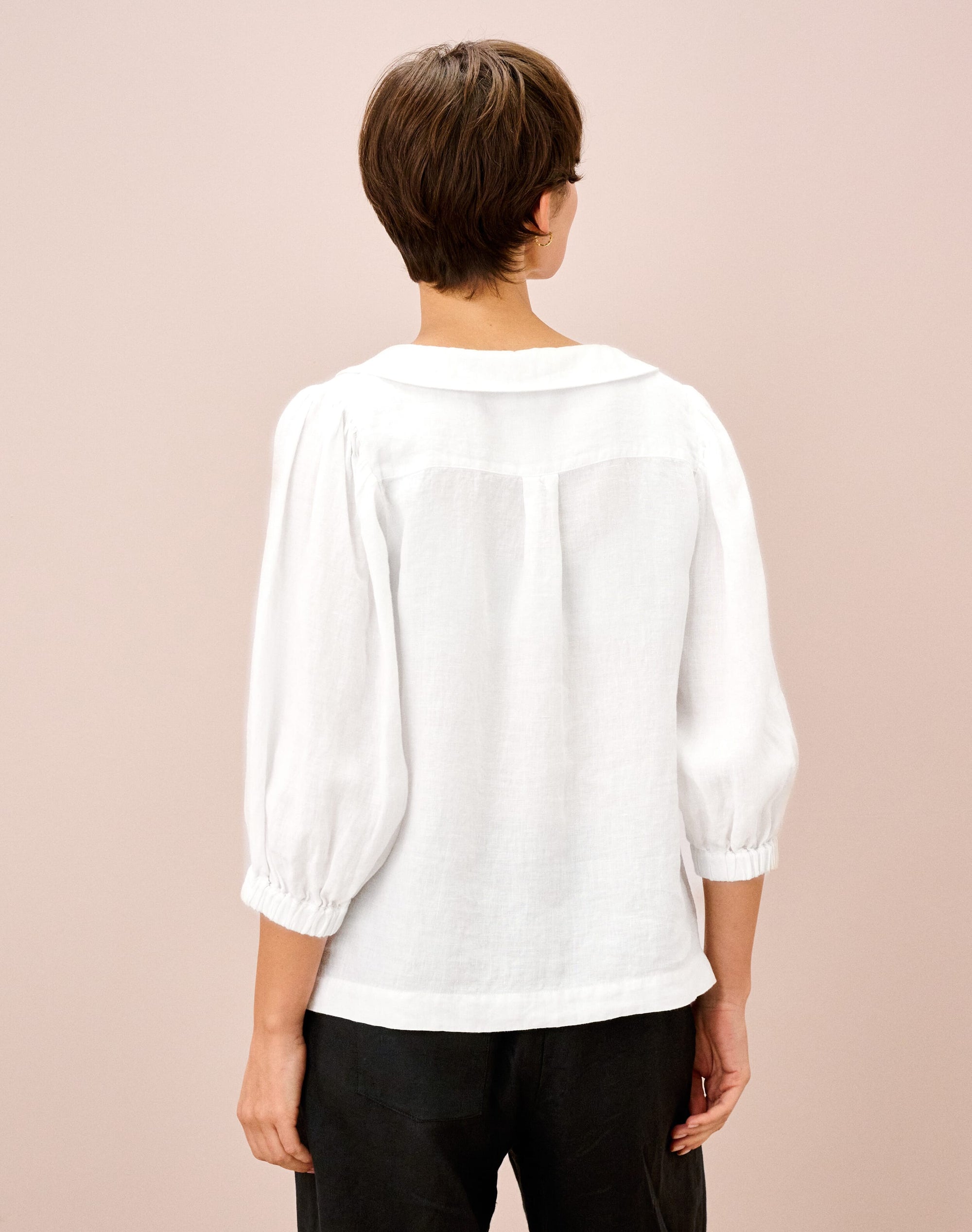 Washed Linen Peter Pan Blouse