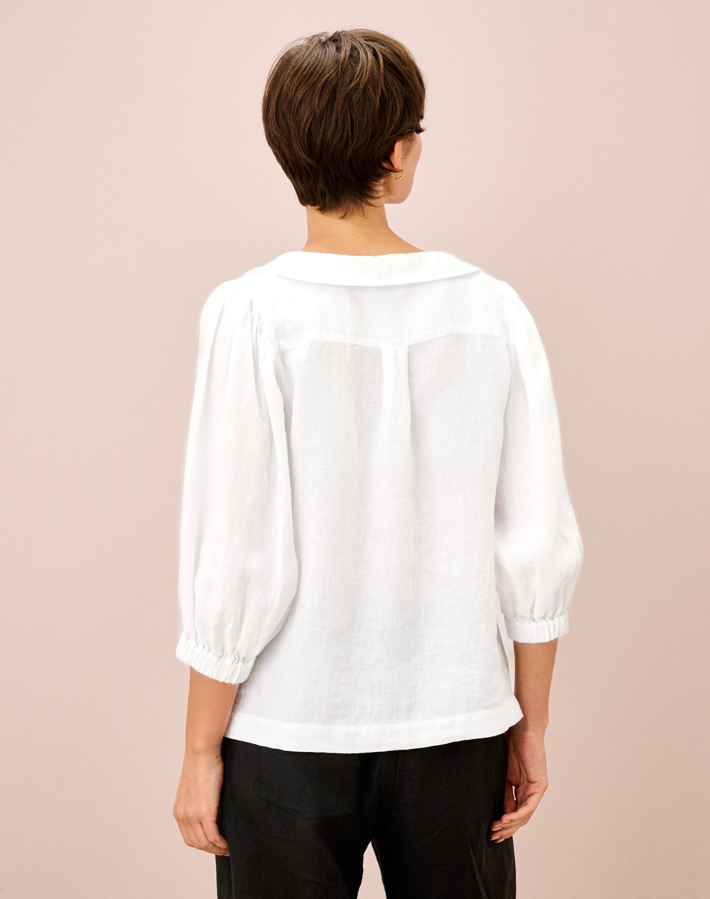 Washed Linen Peter Pan Blouse