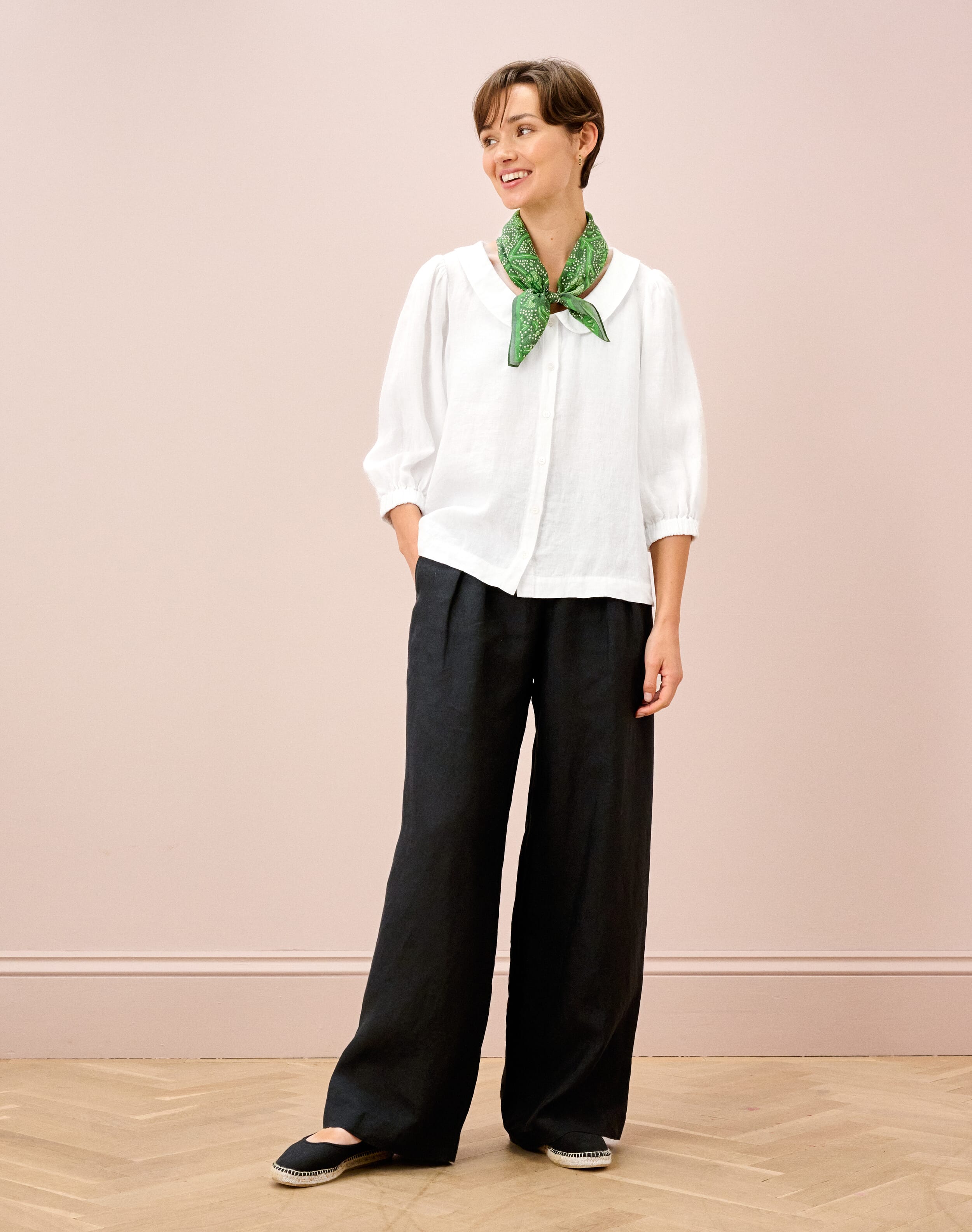 Washed Linen Peter Pan Blouse