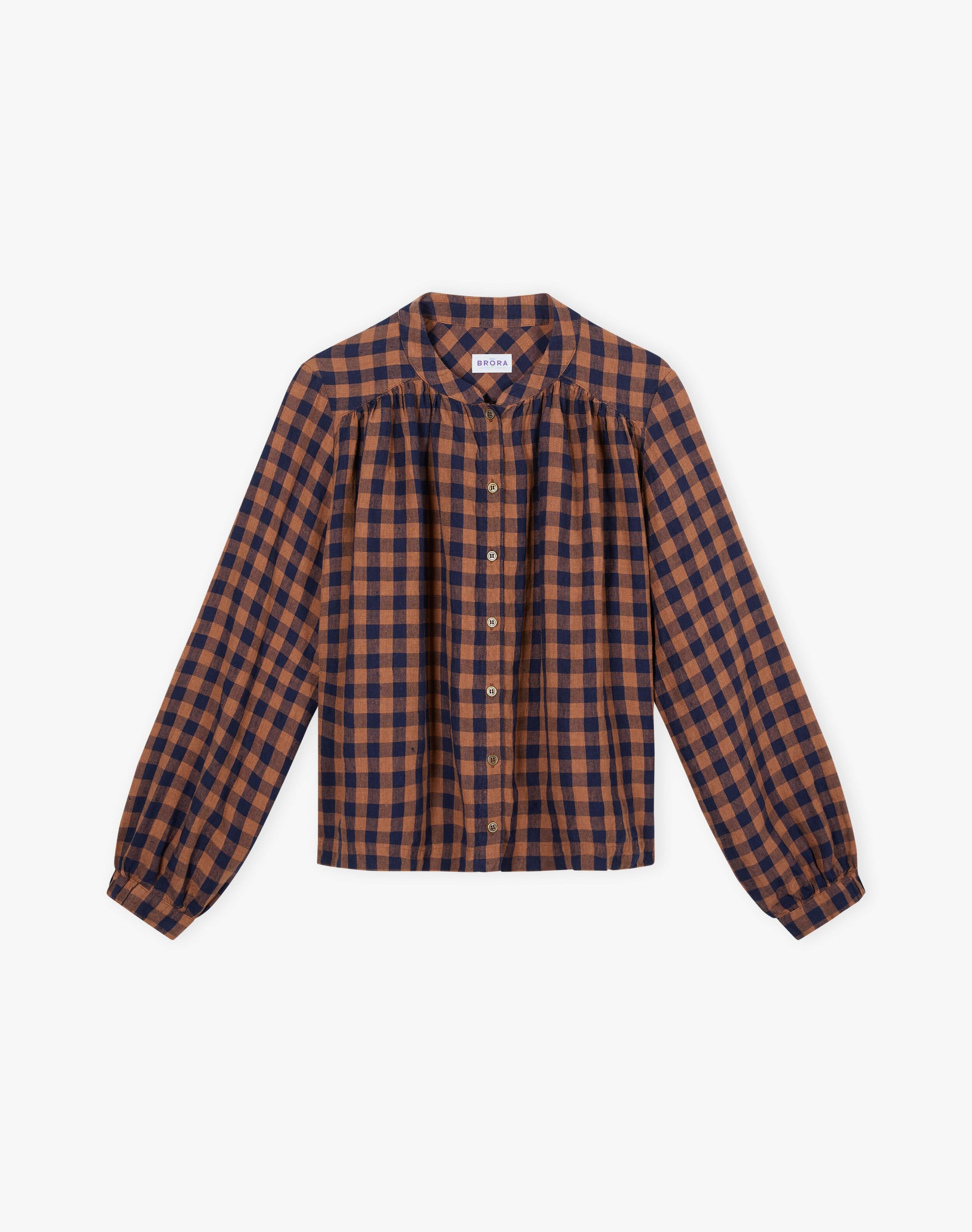 Gingham Linen Smock Blouse