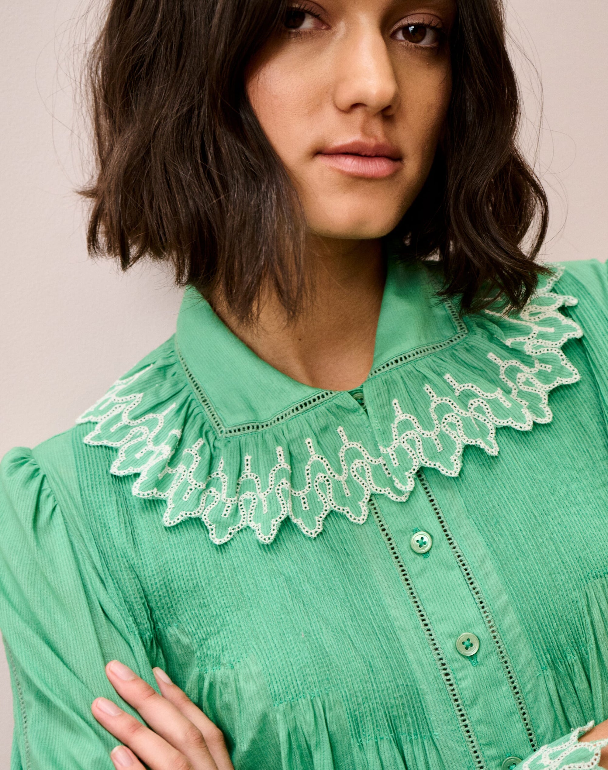 Organic Cotton Frill Collar Blouse