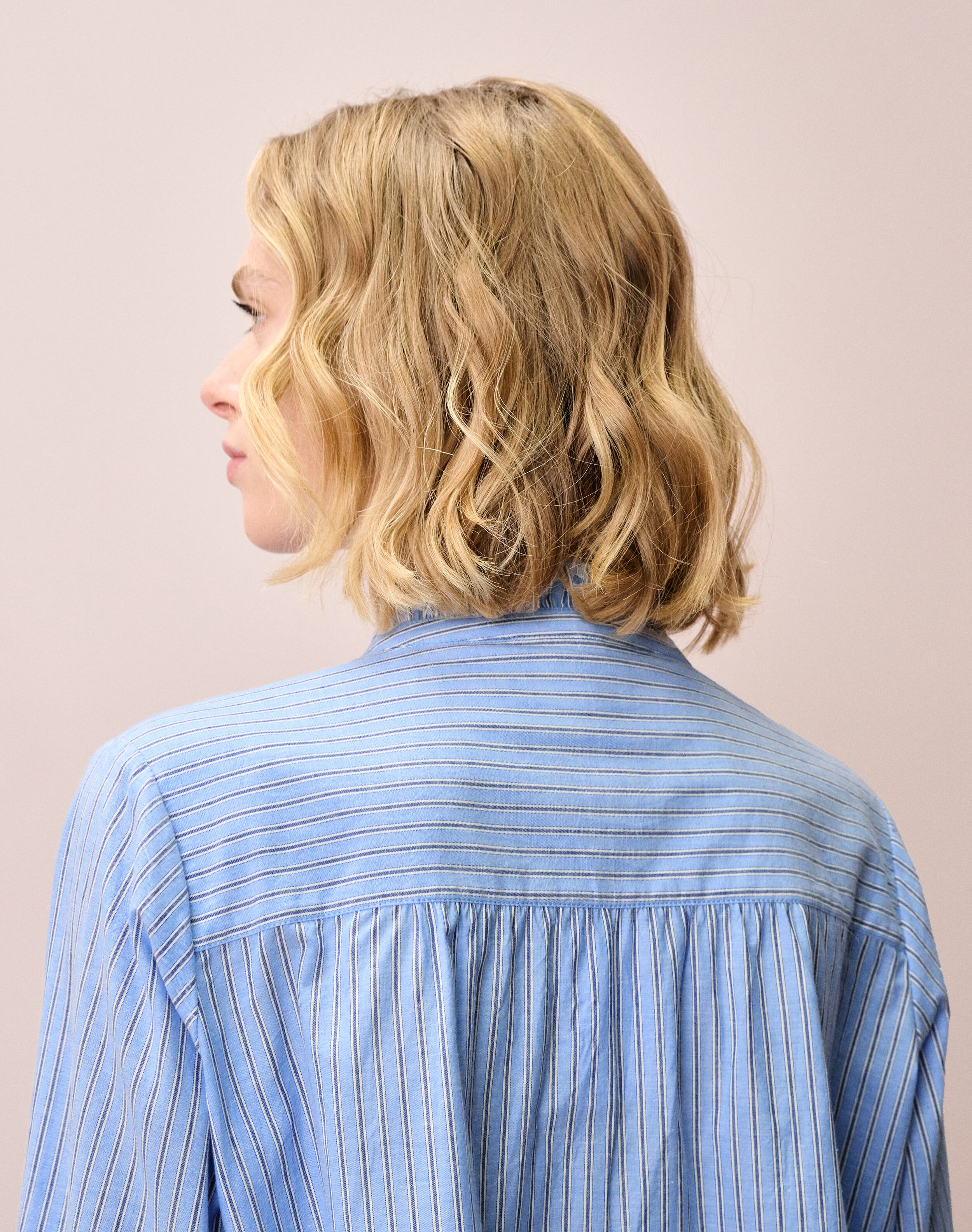 Cotton Stripe Frill Shirt