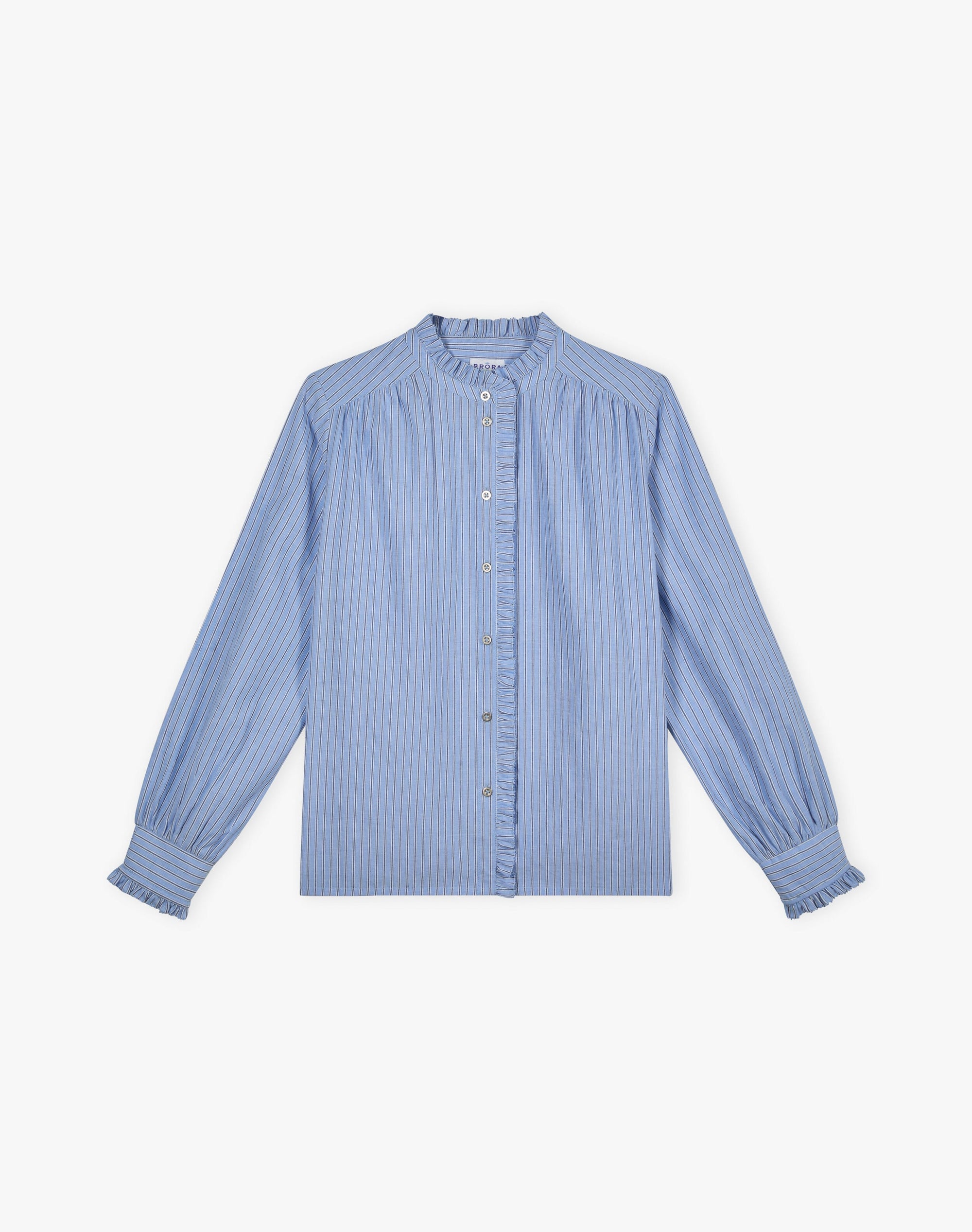 Cotton Stripe Frill Shirt