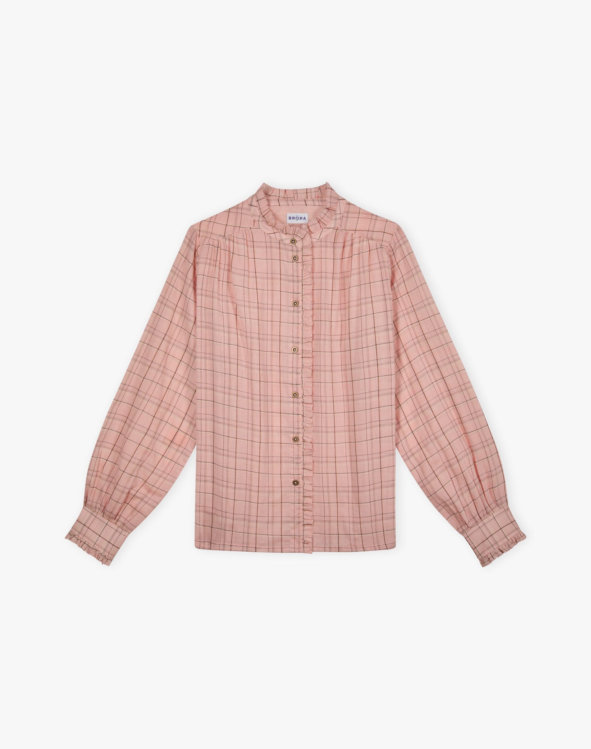 Cotton Check Frill Shirt