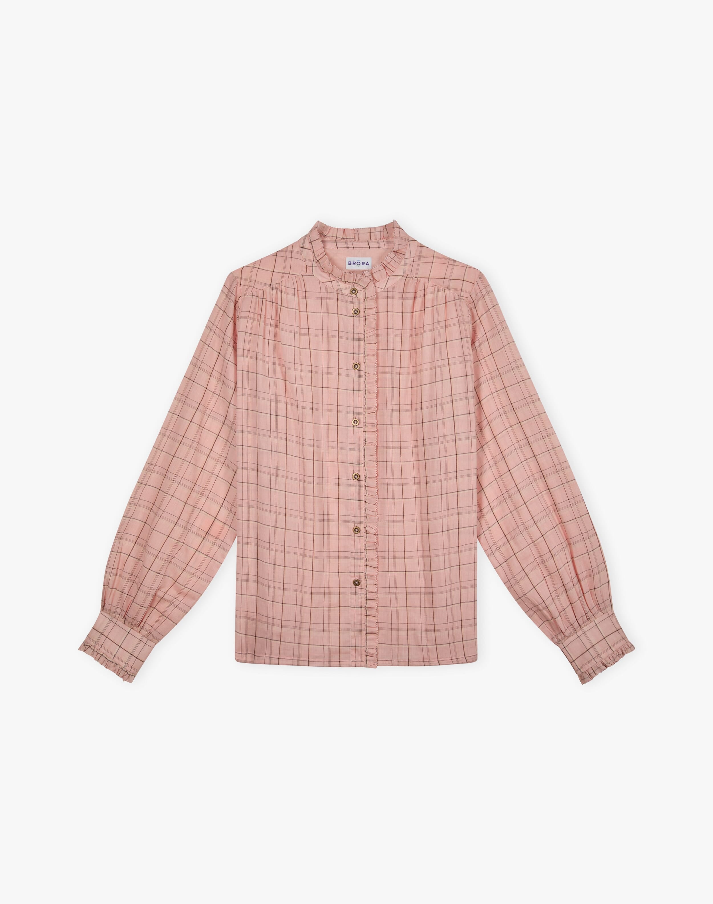 Cotton Check Frill Shirt